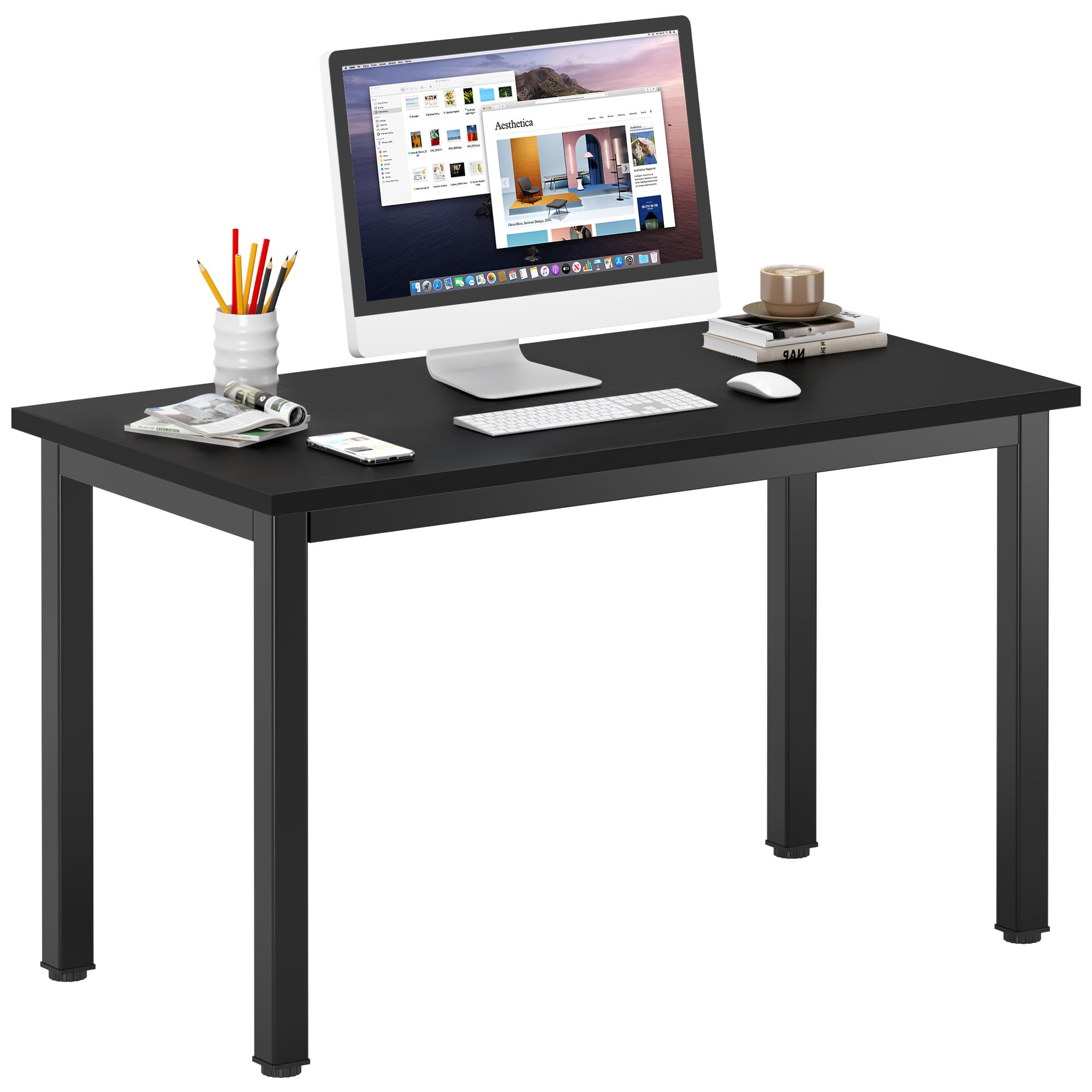 DlandHome 39 Inch Compact Computer Desk - Small Space Writing Desk, Study Table for Students & Home Office, Black | Perfect for Dorm Rooms, Apartments & Workspaces