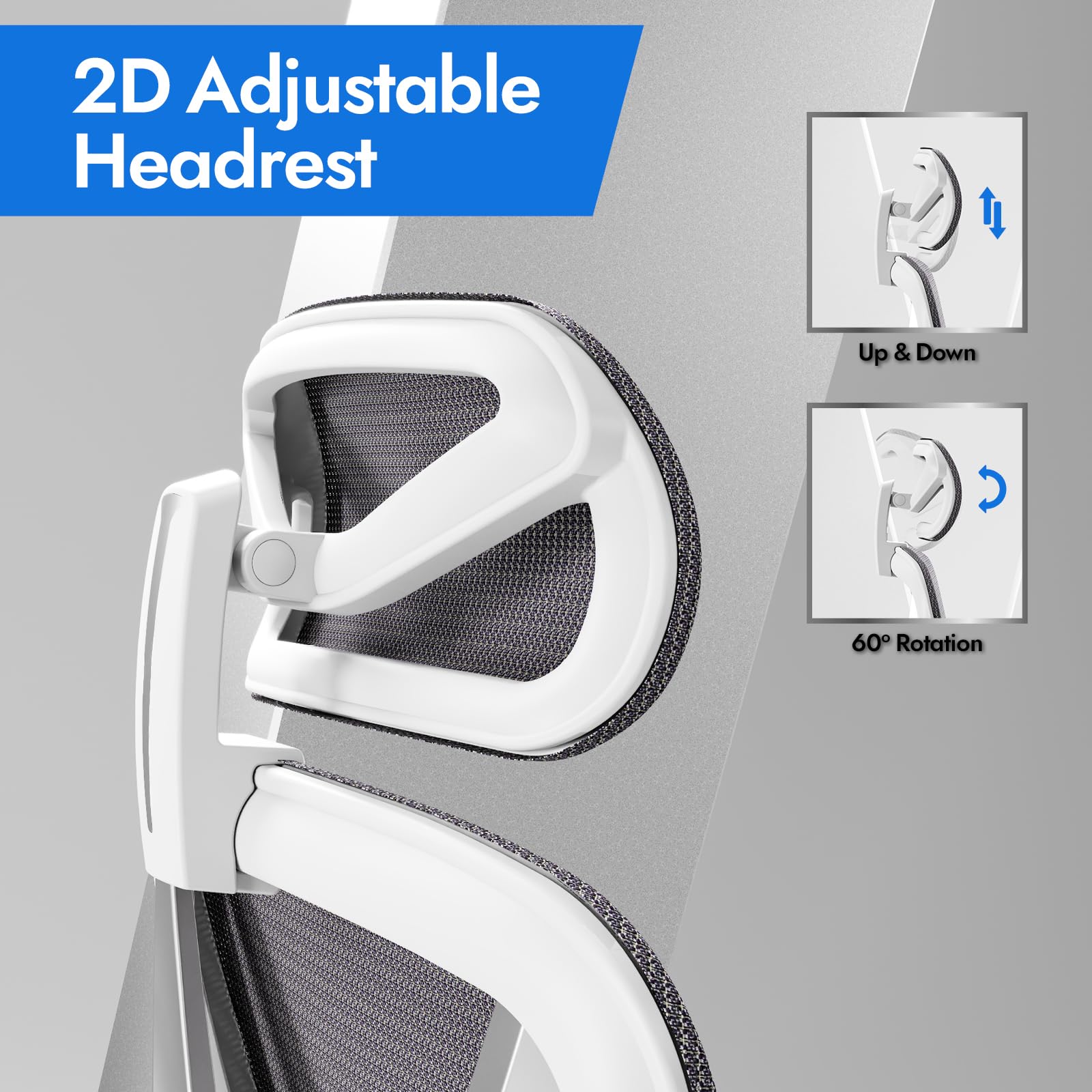 Ergonomic Office Chair with 3D Lumbar Support & Adjustable Armrests - Breathable Mesh Back, Height Adjustable Swivel Chair for Home Office, Gaming & Workstation - White (Perfect for Long Hours of Computer Work & Video Conferencing)