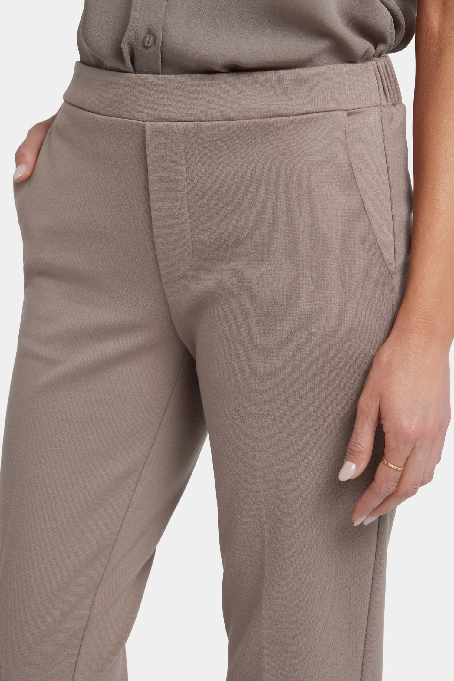 Cassidy Women's Ankle Pull On Trouser Pants - Comfortable Stretch Work Pants for Office & Business Casual Wear - Saddlewood Color