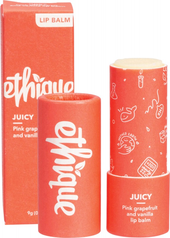 Ethique Juicy Pink Grapefruit & Vanilla Lip Balm - Vegan, Cruelty-Free, Moisturizing Lip Care for Dry Lips - Perfect for Daily Use, Travel & Gifts