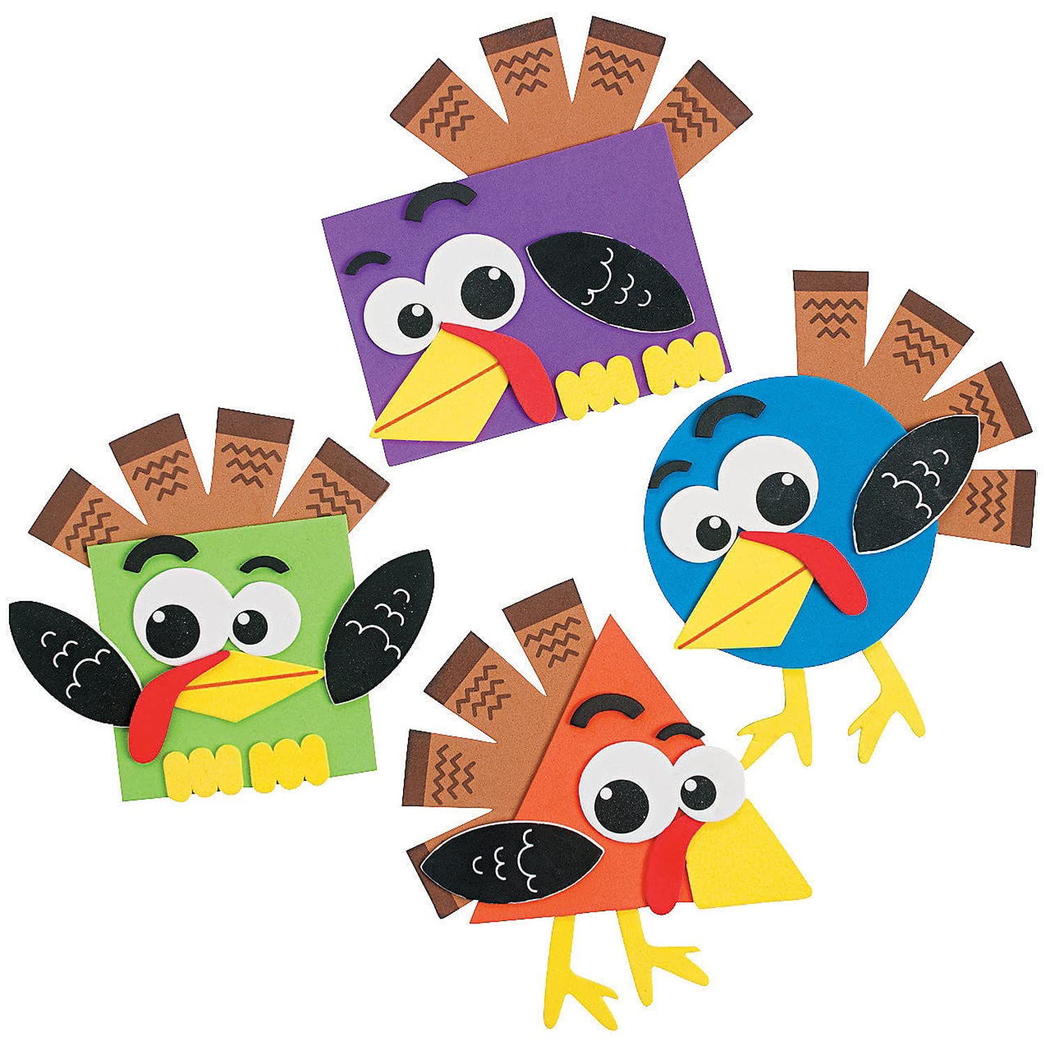 Bulk Foam Thanksgiving Turkey Craft Kit for Kids - DIY Goofy Turkey Face Art Project, Classroom Activity for Ages 4-8 (Makes 12) - Perfect for School Parties & Holiday Family Fun
