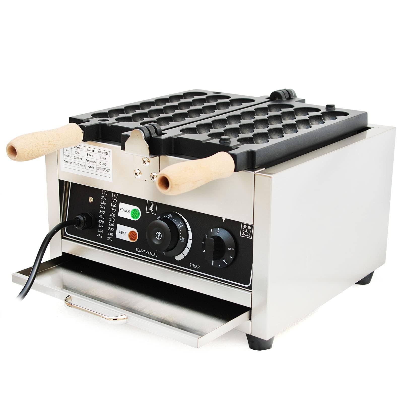 Electric Ice Cream Cone Waffle Maker Machine 1200W - Commercial & Home Use Stainless Steel Nonstick Waffle Cone Maker - Perfect for Ice Cream Shops, Dessert Bars, and Home Baking Parties