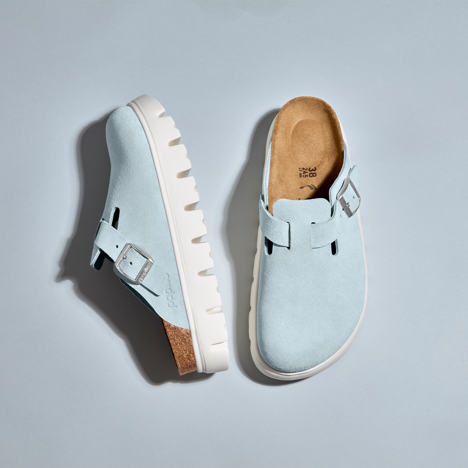 Birkenstock Boston Chunky Narrow Clog (Women)   Baby Blue Suede