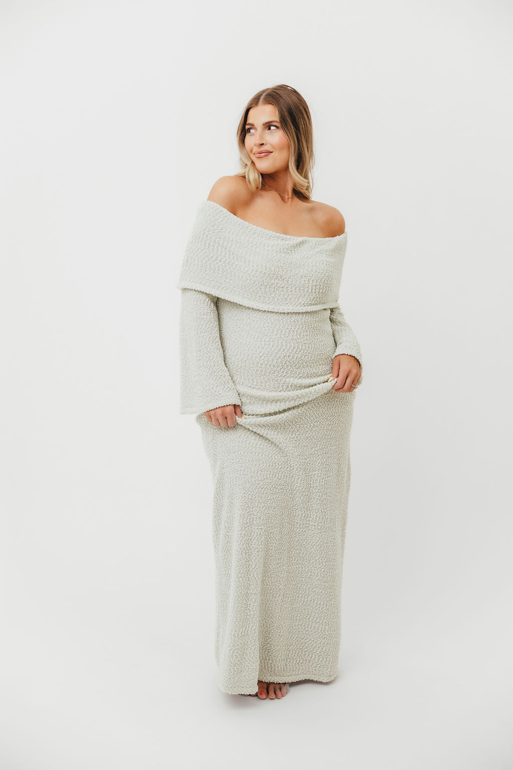 Nora Knit Maxi Dress in Seafoam Green - Bump Friendly Maternity Dress for Pregnancy, Nursing & Postpartum - Perfect for Casual Outings, Beach Vacations & Special Occasions