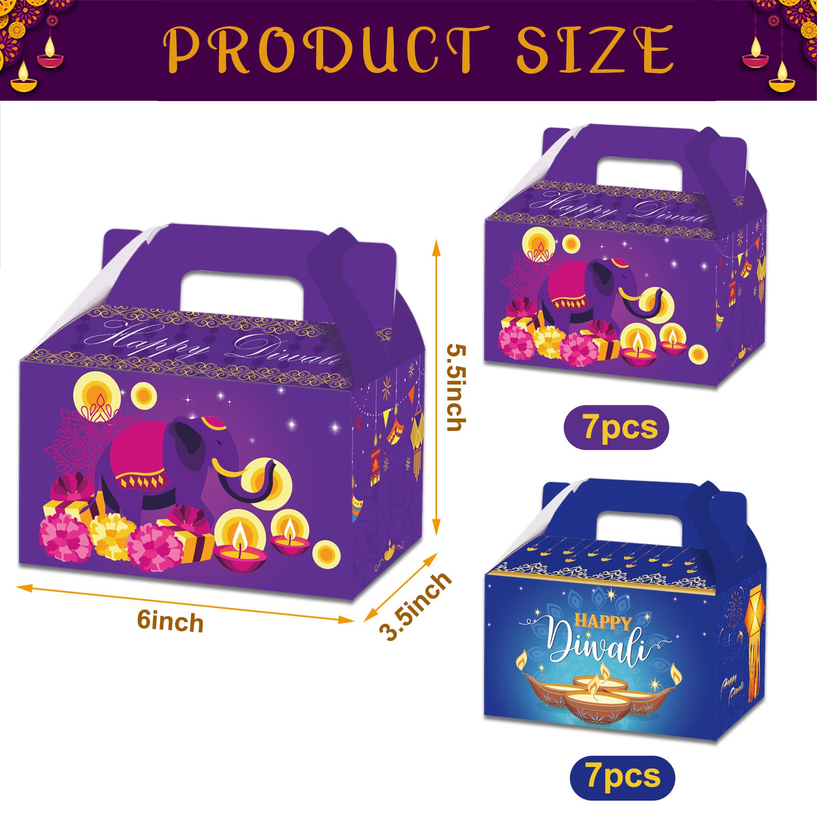 14 Pack Diwali Party Gift Box Set - Decorative Gift Bags for Snacks, Candy & Kids Party Supplies | Perfect for Diwali Celebrations, Festive Gatherings & Children's Events