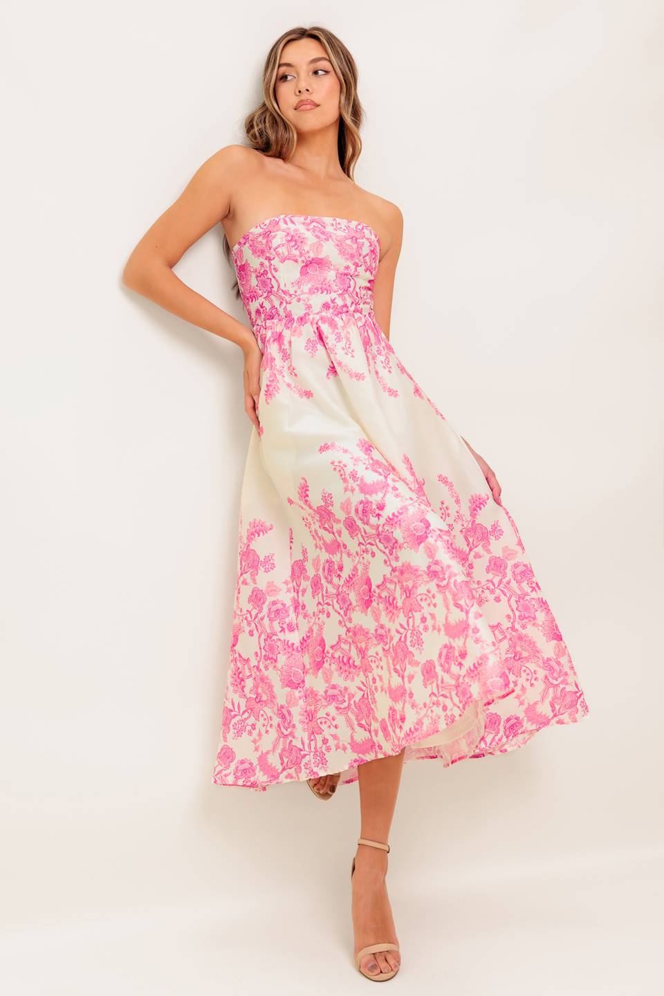 Elegant Pink Floral Cocktail Dress for Women - Perfect for Parties, Weddings & Special Occasions