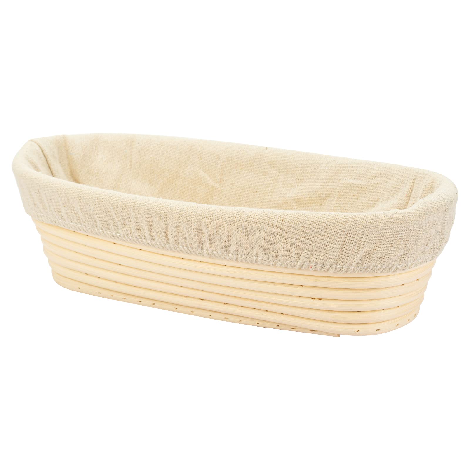 11.8 Inch Oval Long Banneton Bread Proofing Basket with Liner - Natural Rattan Dough Rising Basket for Sourdough, Artisan Bread Baking - Perfect for Home Bakers & Professional Bakeries