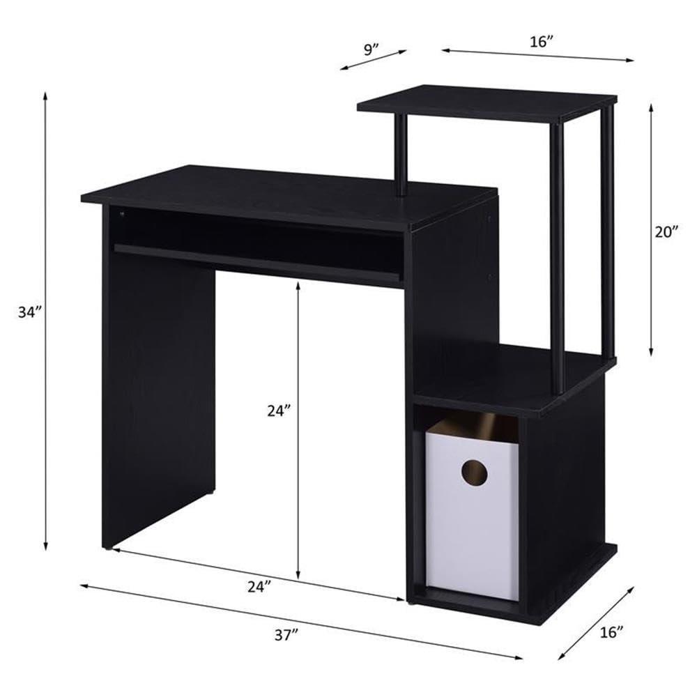 Acme Lyphre Black Wooden Rectangle Computer Desk with Keyboard Tray - Home Office Workstation for Study, Gaming & Remote Work