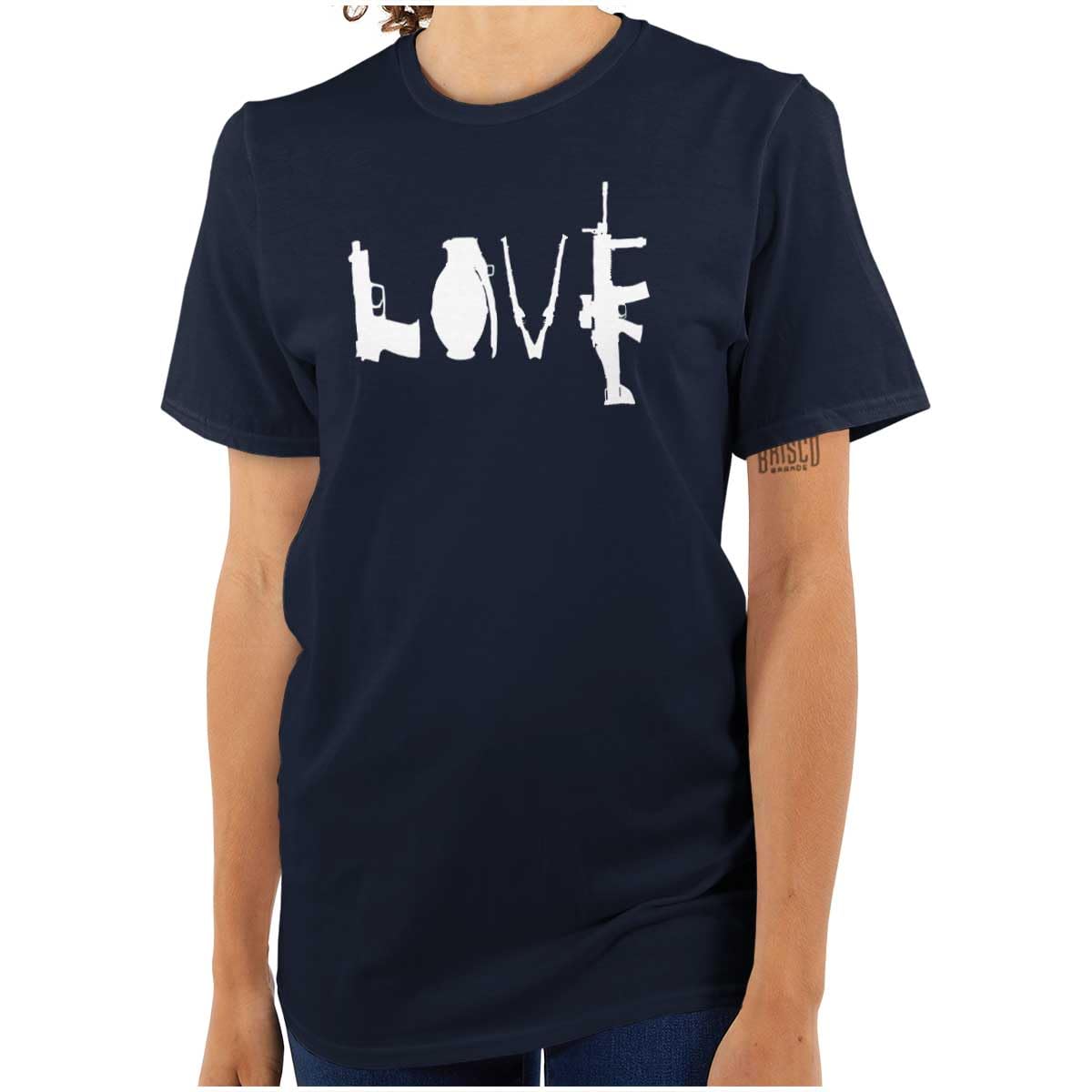 Love Pistol Rifle Arms Owner America Women's Graphic T-Shirt | Patriotic Gun Rights Tee for Women | Perfect for Shooting Range, Gun Shows & 2A Supporters