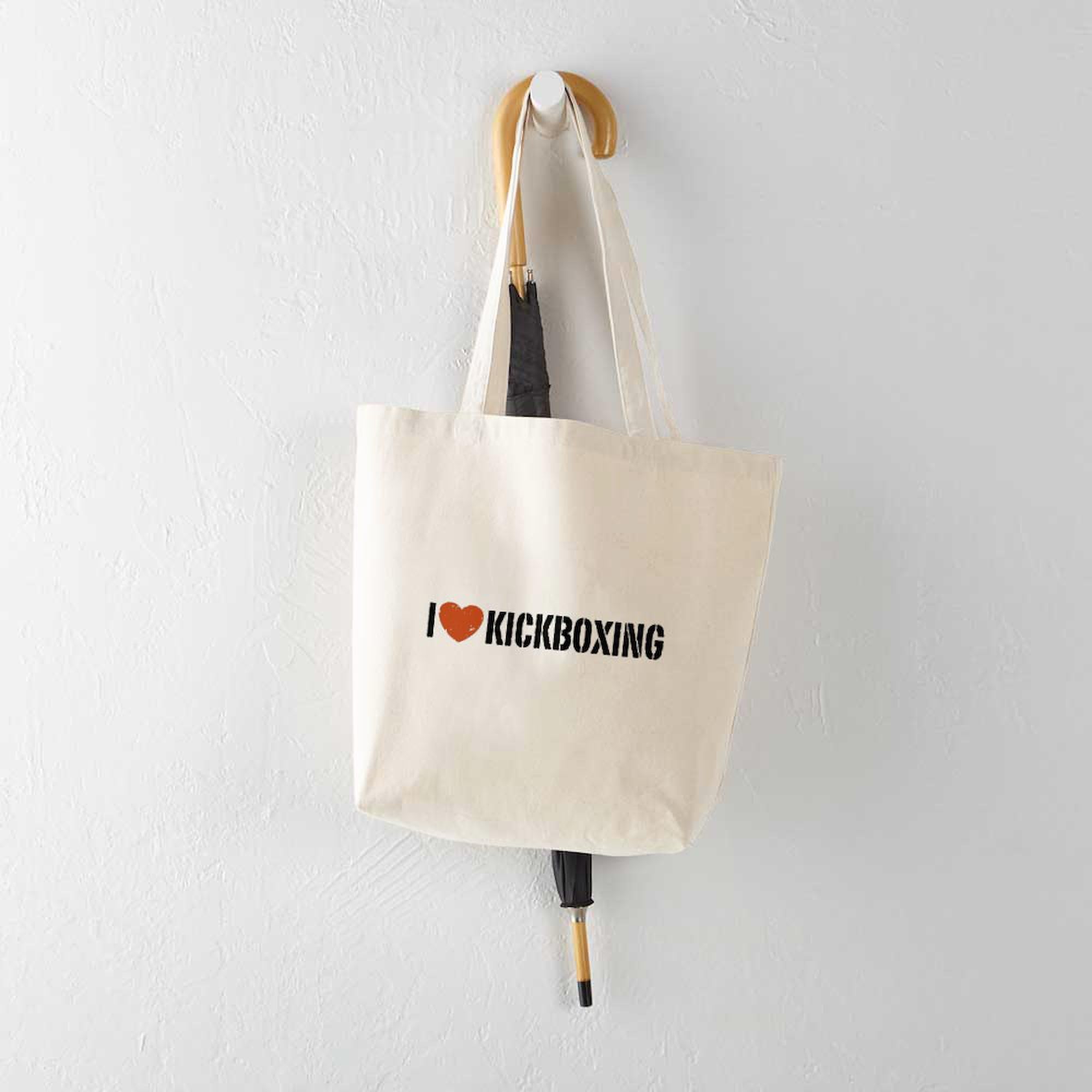 I Love Kickboxing Tote Bag - Natural Canvas Reusable Shopping Bag for Gym, Work & Groceries | CafePress