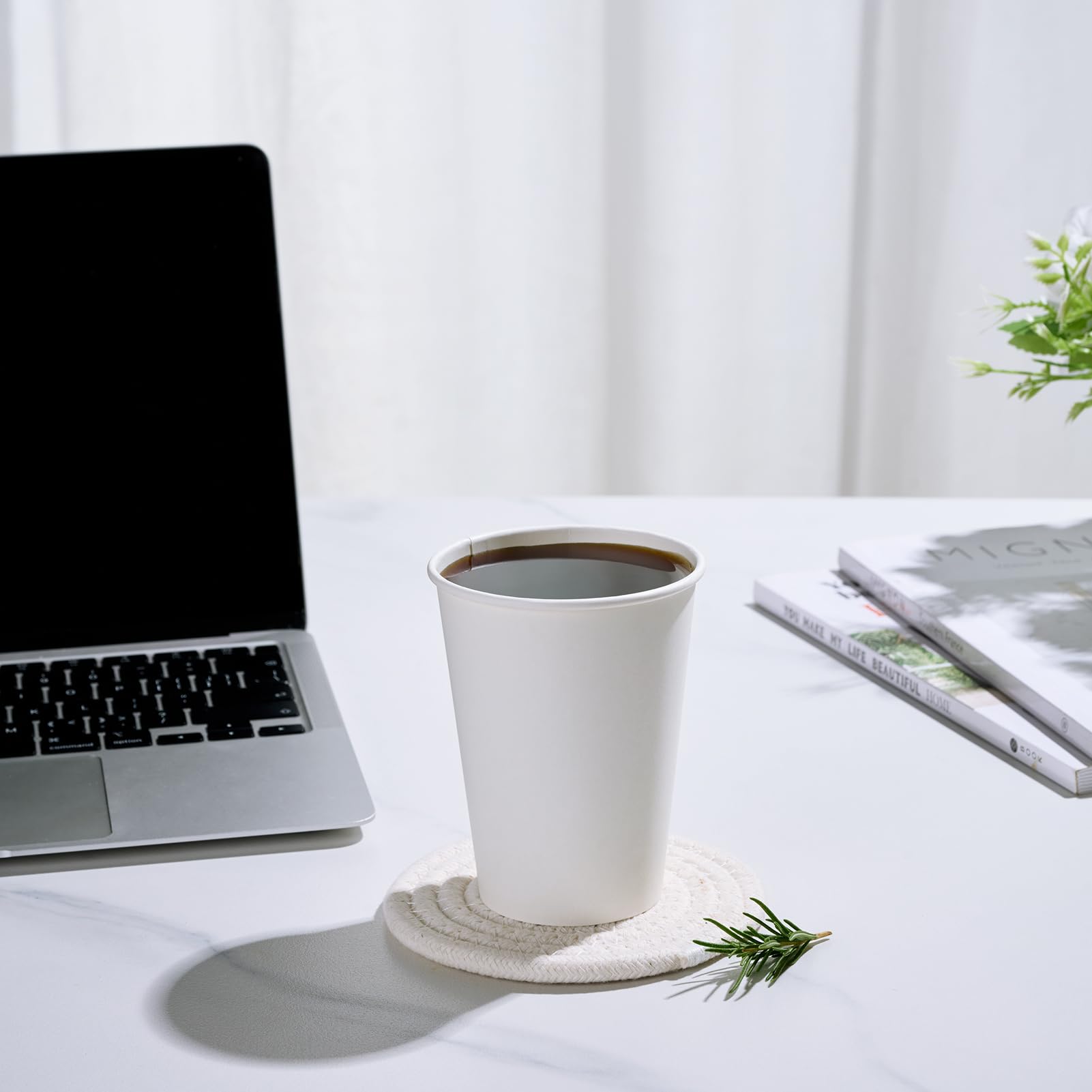 LITOPAK 1000 Pack 12 oz White Disposable Paper Cups - Bulk Hot Coffee Cups for Office, School, Restaurant & Cafe Use - Perfect for Coffee, Tea, Hot Chocolate and Party Beverages