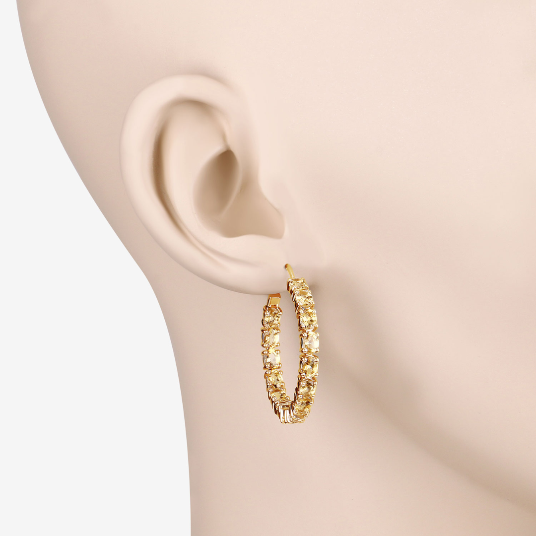 14K Gold Plated Citrine Hoop Earrings for Women – Dainty & Elegant Jewelry Gift for Birthday, Anniversary & Everyday Wear