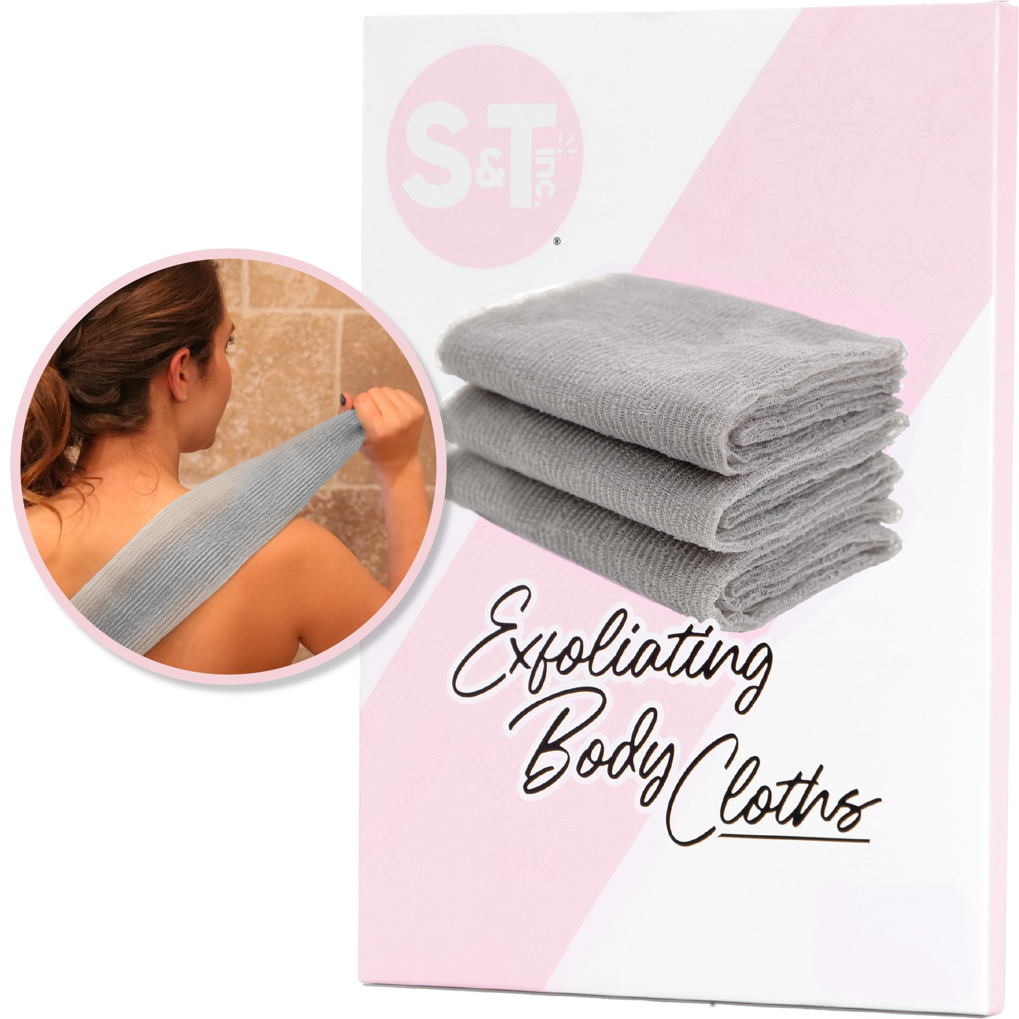 Exfoliating Back Scrubber for Shower - 3 Pack Long Bath Towel (11.8