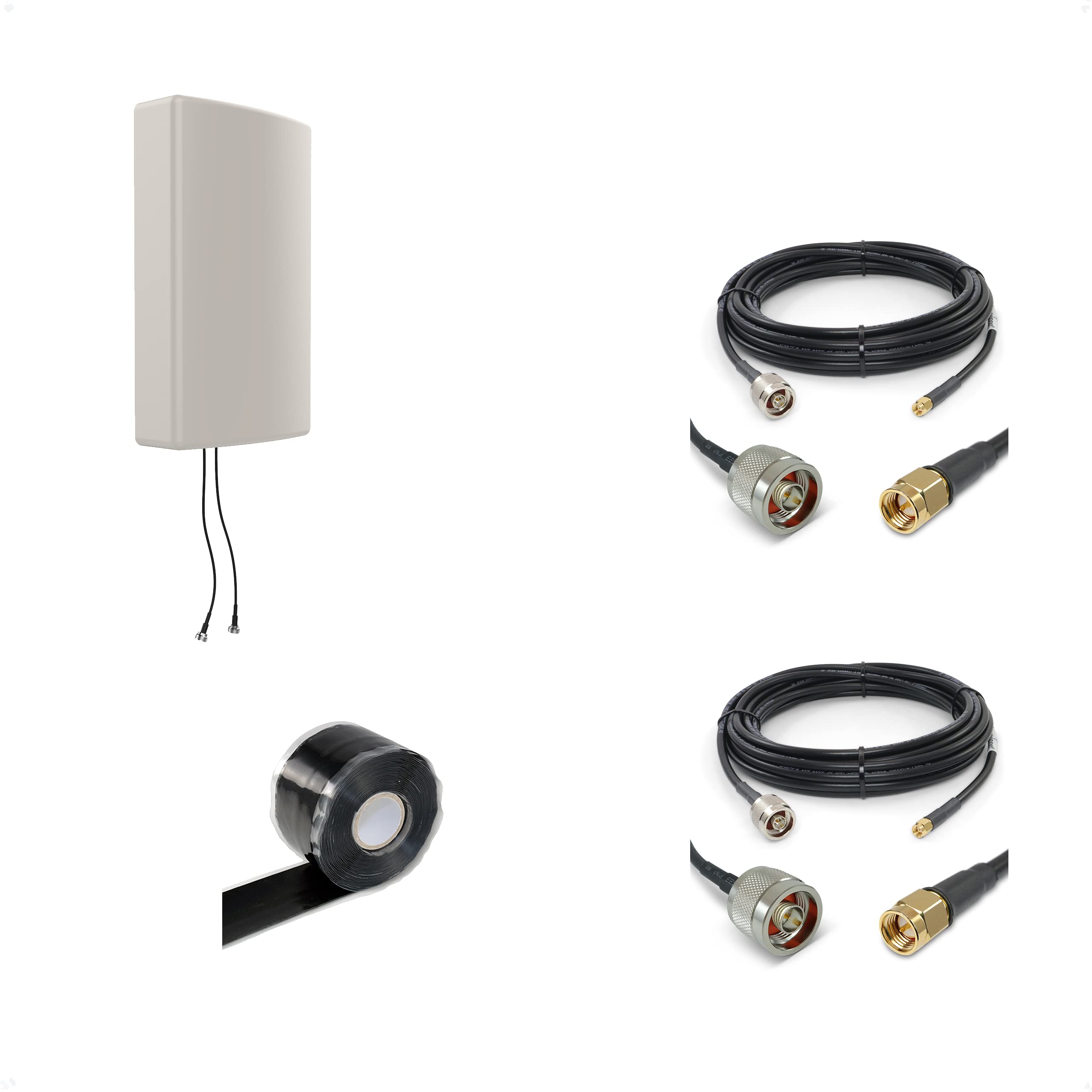 High-Gain Cross-Polarized Antenna with 2X 25ft SMA/N Cables & Free Silicone Tape - ANT-129-001-BDL-25 - Perfect for Wireless Networking, IoT Devices, and Signal Boosting Applications