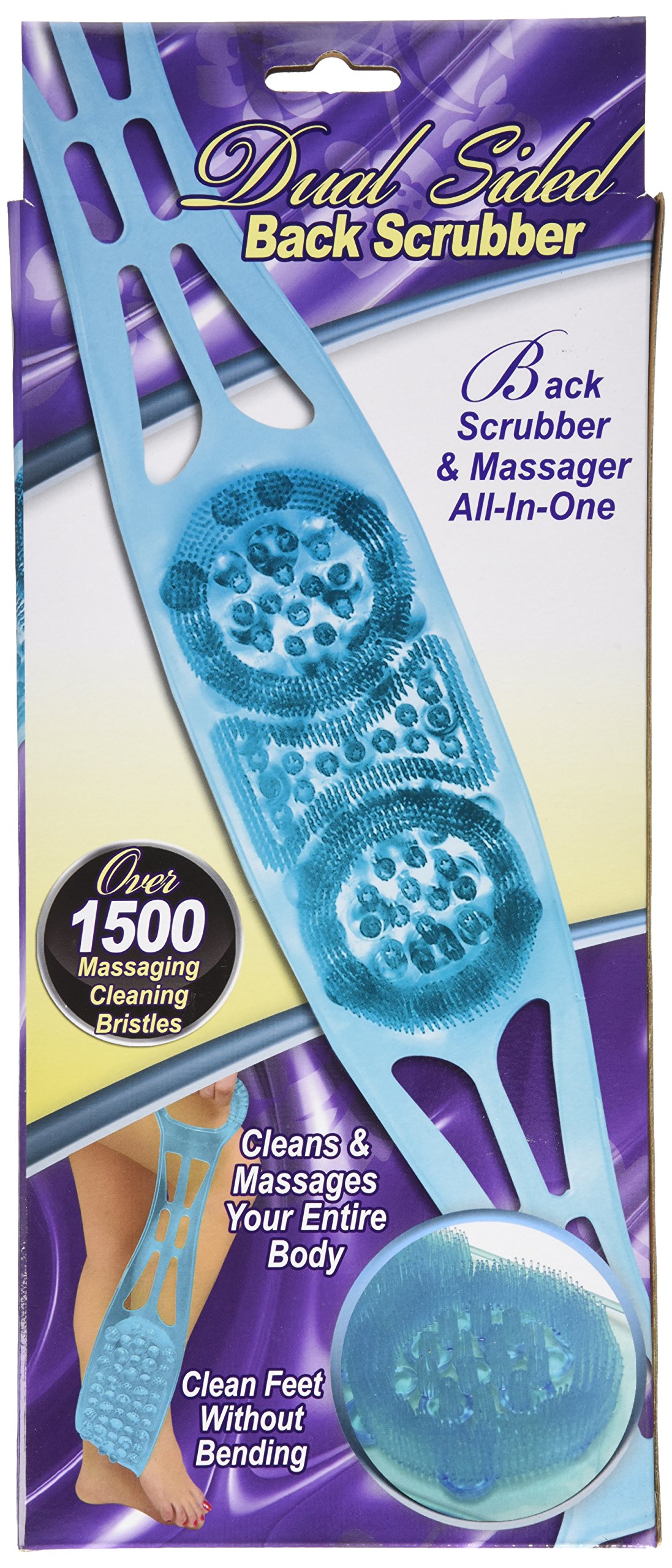 Ideaworks Dual Sided Exfoliating Back Scrubber - Long Handle Bath Brush for Shower & Spa - Perfect for Hard to Reach Areas & Deep Cleansing