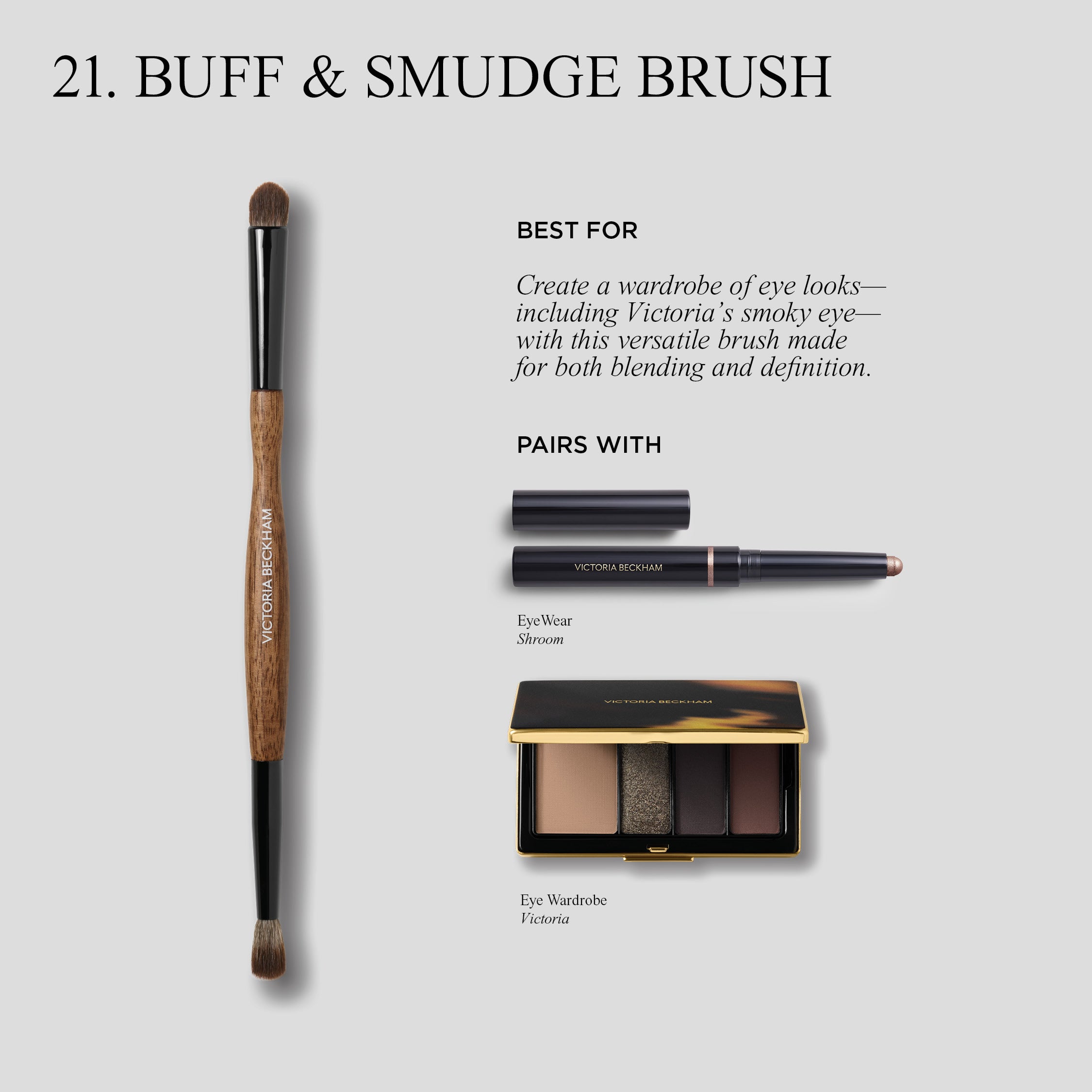 21. Professional Buff & Smudge Brush Set for Makeup - Soft Synthetic Bristles for Flawless Blending - Perfect for Eyeshadow, Contouring & Foundation Application