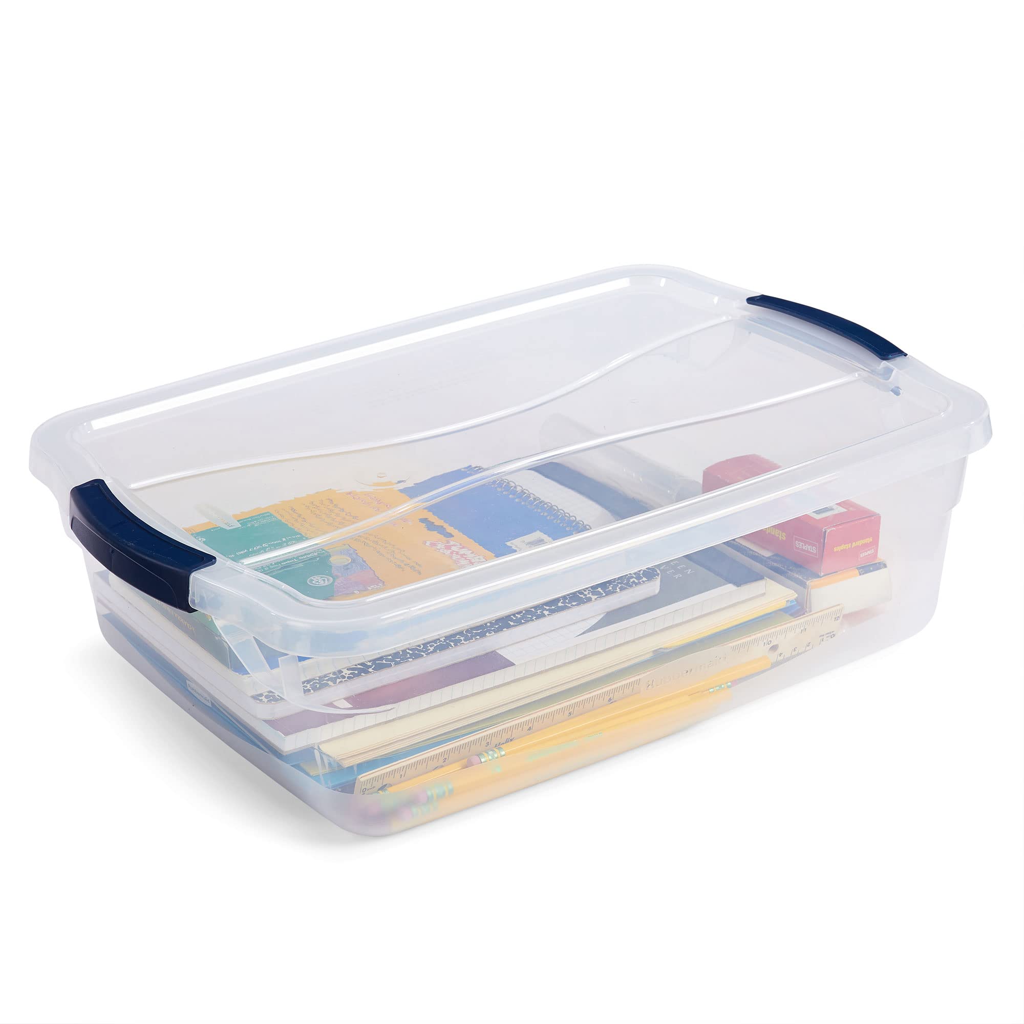 Rubbermaid Latching Plastic Storage Tote Bins - 12 Pack Set for Home Organization, Garage, Office & Moving Supplies | Durable Stackable Containers with Secure Lids