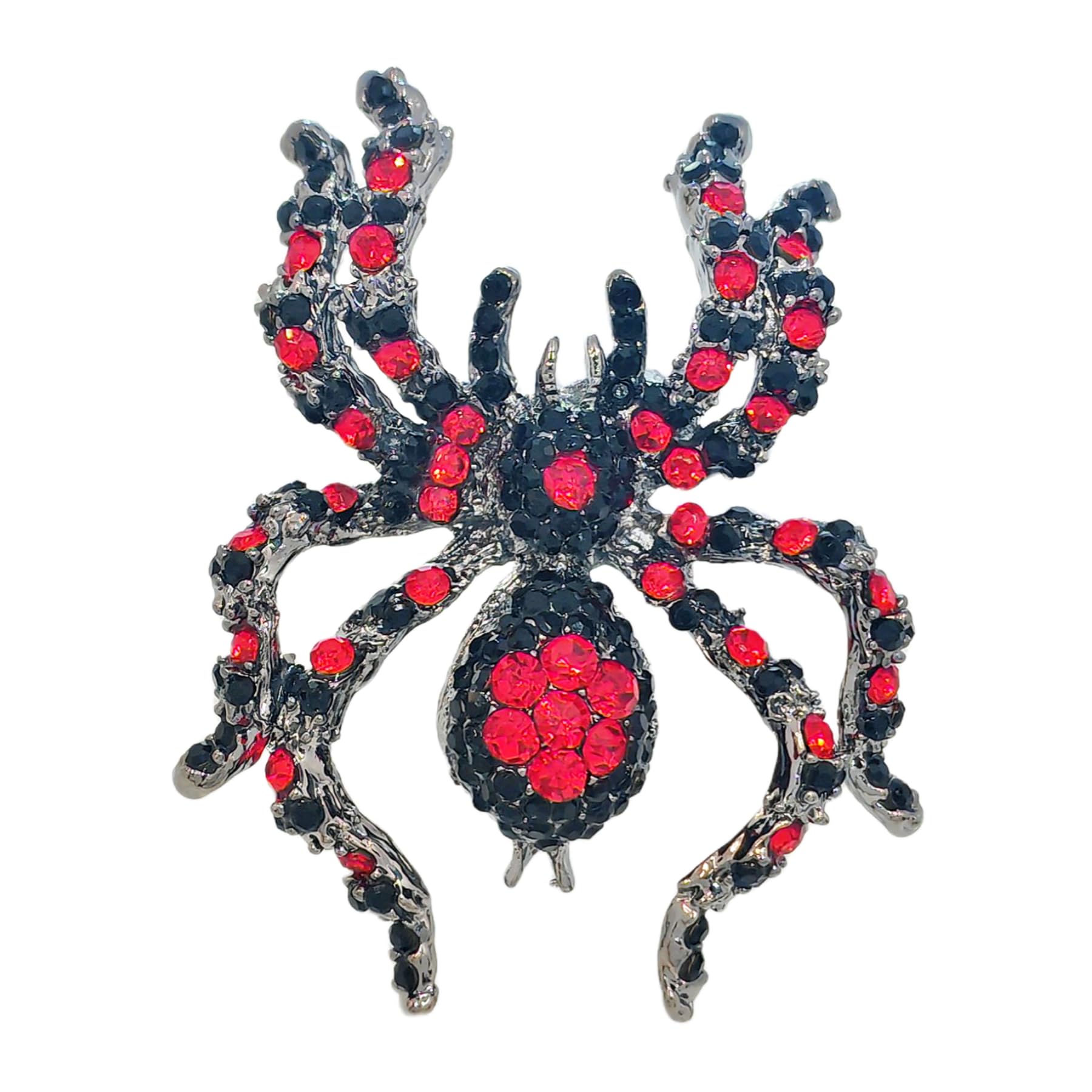 Halloween Spider Brooch Pin - Black & Red Crystal Gothic Jewelry for Costumes, Parties, and Spooky Season Accessories | Perfect for Halloween Outfits, Cosplay, and Themed Events