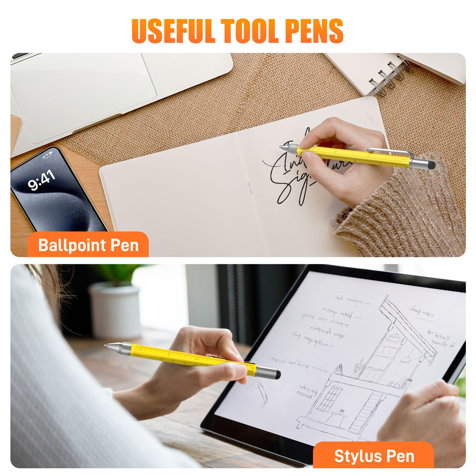 Huhoo Multi-Tech Pen - Cool Gadget Tool for Men & Women, Personalized Gift for Dad, Him, or Her - Perfect for Christmas, Father's Day, Valentine's Day & Birthdays - Great for Office, Business Meetings & Daily Writing Tasks