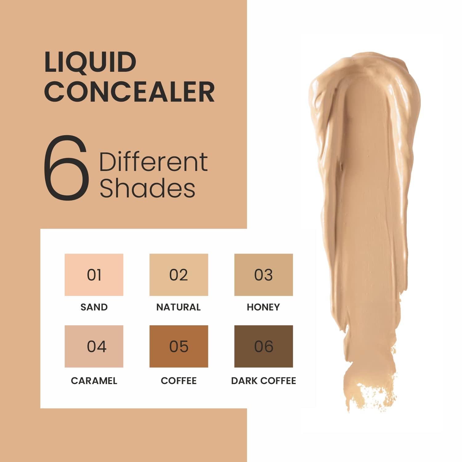 VERYMISS Liquid Concealer - 05 Coffee, Full Coverage, Waterproof & Long Lasting | Perfect for Dark Circles, Blemishes & Under Eye Brightening | Ideal for Daily Makeup & Professional Use