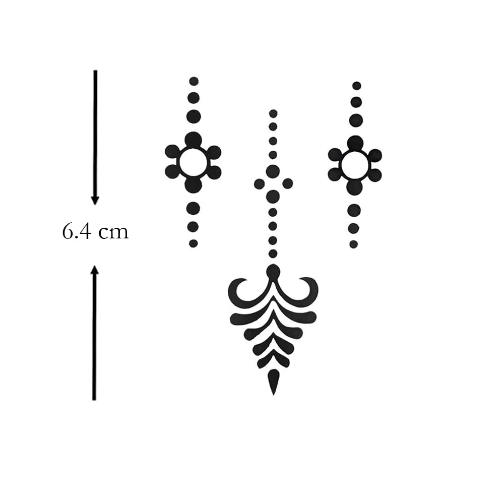 Comet Busters Black Henna Temporary Tattoo Stickers (BT013) - Safe & Easy Body Art for Parties, Festivals & Costume Events