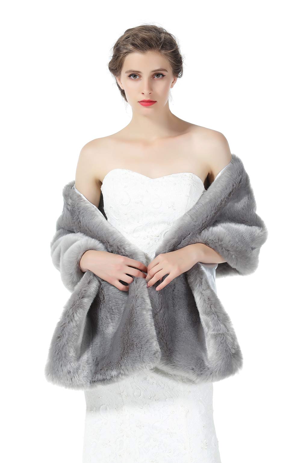Luxury Faux Fur Shawl Wrap for Women - Elegant Wedding Bridal Stole, Winter Cover Up & Bridesmaid Cape - Perfect for Weddings, Parties, and Cold Weather Fashion