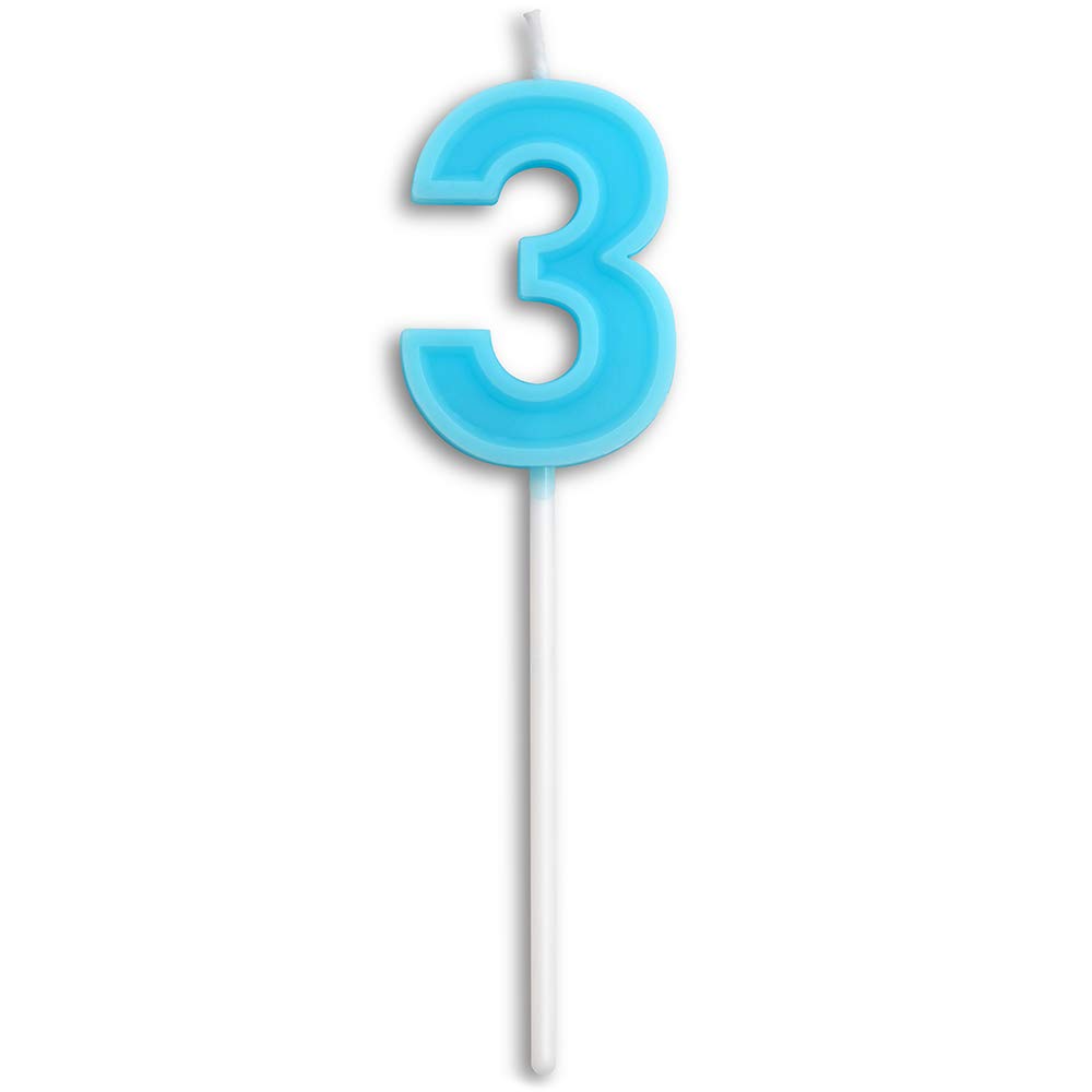Number 3 Birthday Candles - Cute Blue Happy Birthday Cake Toppers for Party Decorations | Perfect for Kids Birthday Cakes, Cupcakes & Celebration Desserts