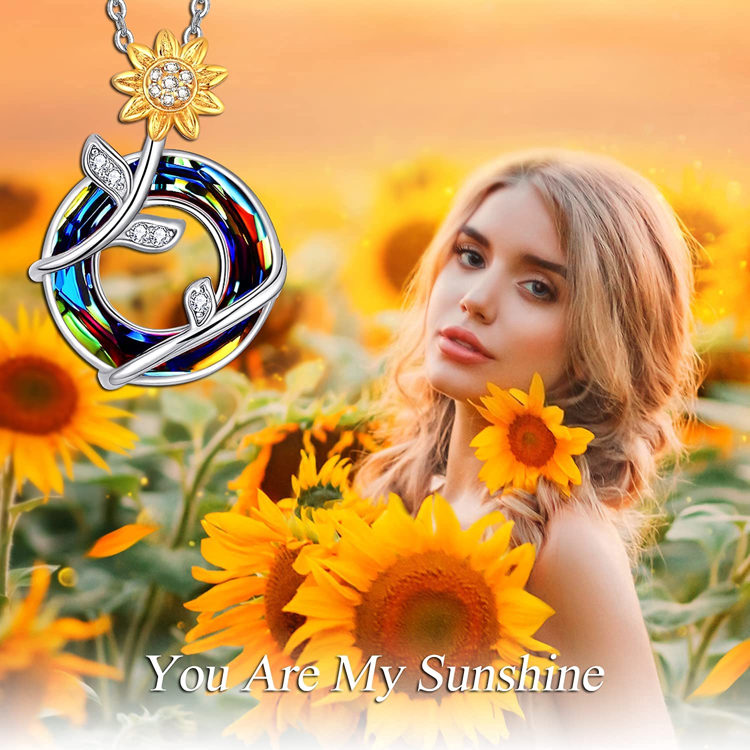 Dreamy Sterling Silver Sunflower Pendant Necklace for Women - 18