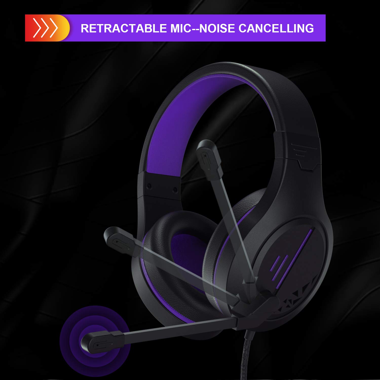 Anivia Stereo Gaming Headset with Mic - Noise Cancelling Over Ear Headphones for PS4, PS5, Xbox One, PC, Nintendo Switch, Laptop & Mac - Soft Memory Earmuffs for Immersive Gaming & Online Meetings (Purple)