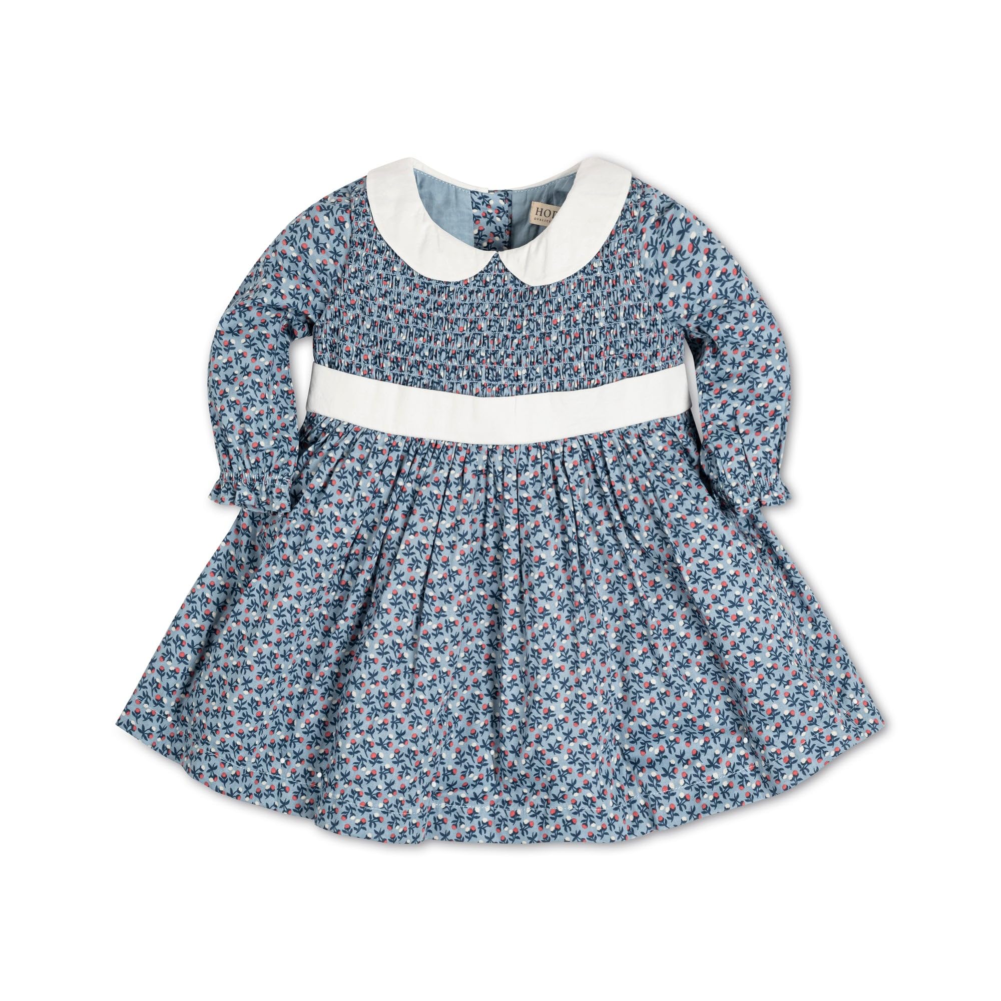 Hope & Henry Baby Girl's Woven Cotton Short Sleeve Dress with Peter Pan Collar - Perfect for Summer Outfits, Birthday Parties & Photo Shoots