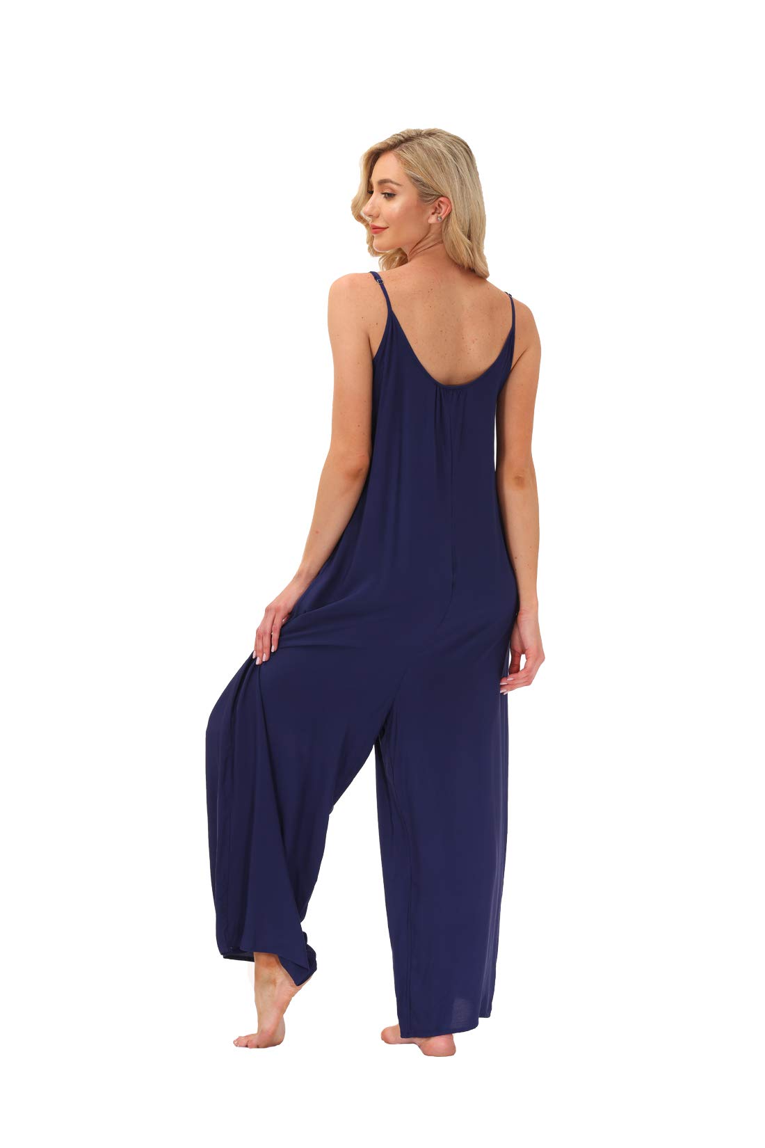 Wexcen Women's Floral Wide Leg Jumpsuit - Sleeveless Spaghetti Strap Casual Romper with Pockets | Boho Chic Loose Fit Long Jumpsuit for Summer, Beach, Vacation & Outdoor Activities