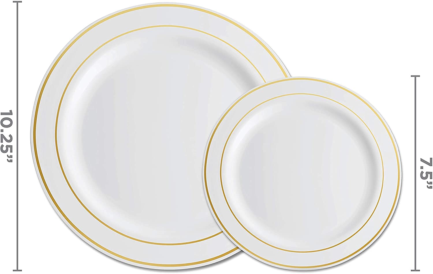 125-Piece Gold Disposable Dinnerware Set - 50 Gold Rim Plastic Plates, 25 Dinner & 25 Dessert Plates, 25 Knives, 25 Forks, 25 Spoons - Elegant Party Tableware for Weddings, Birthdays, Bridal Showers & Special Events
