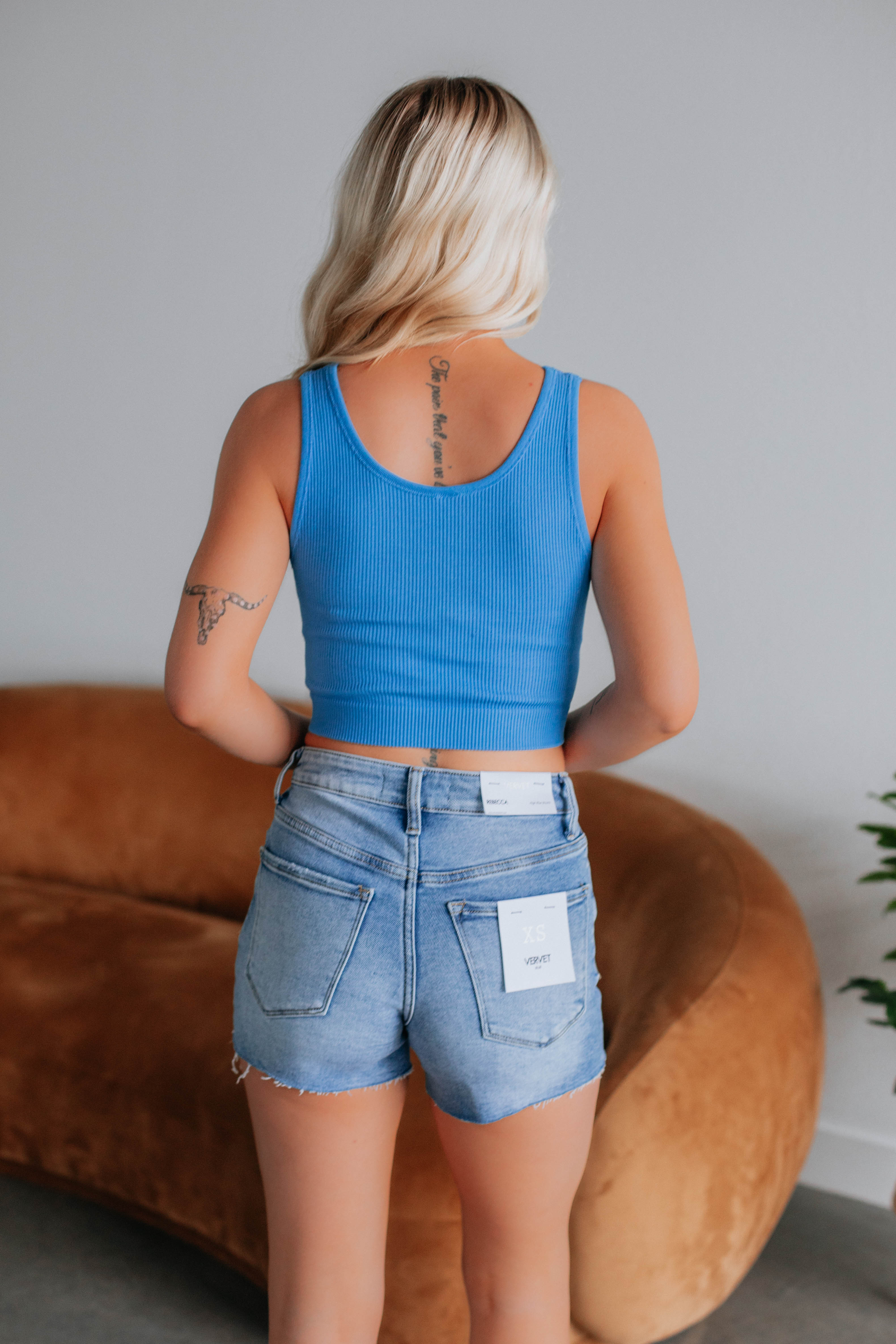 Aylin Ribbed Tank Top for Women - Soft Stretchy Cornflower Blue Camisole - Perfect for Layering, Summer Outfits & Casual Wear