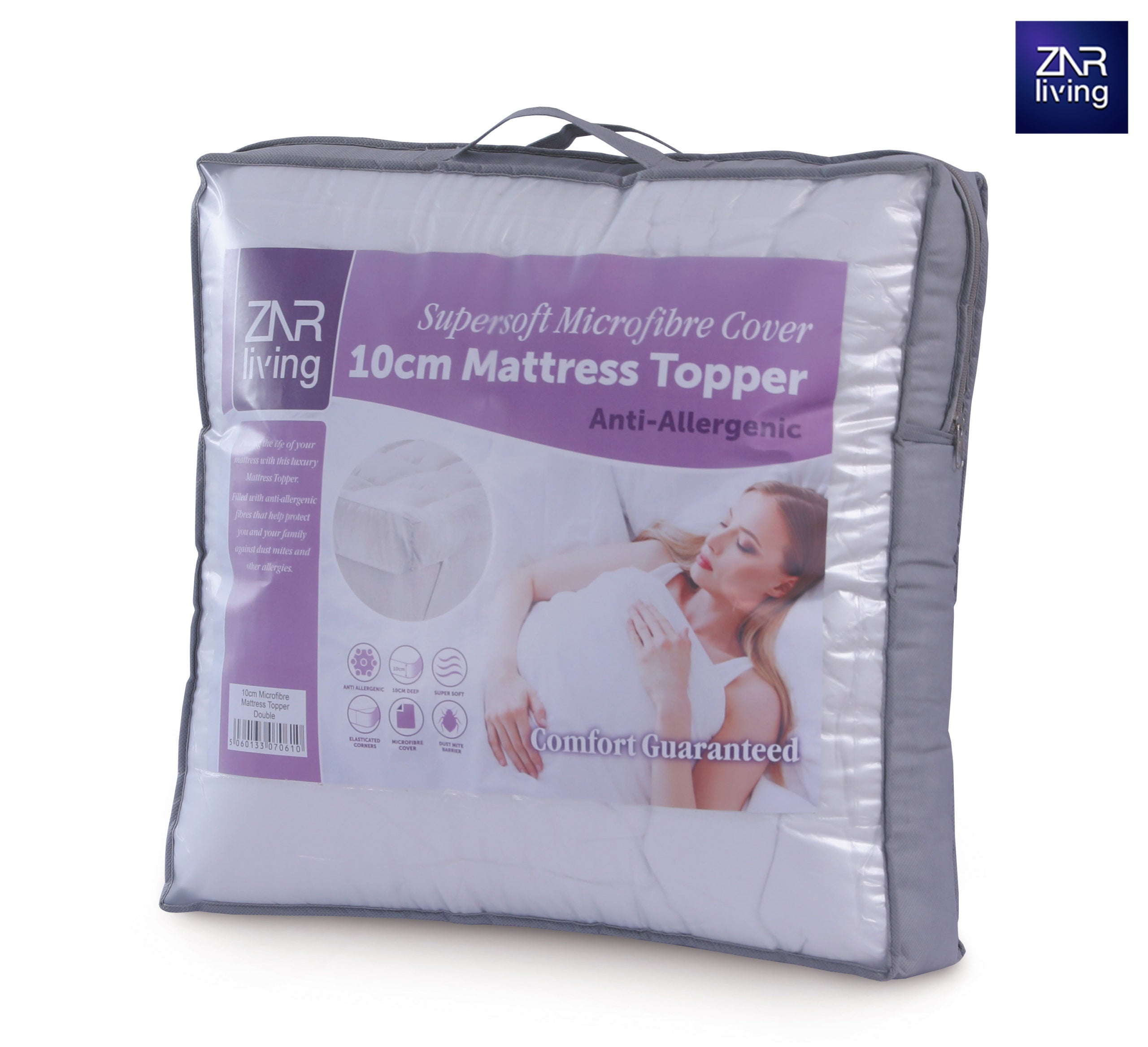 ZNR Living Supersoft Mattress Topper 10cm - Cooling Memory Foam Bed Topper for Back Pain Relief | Queen Size Mattress Pad for Enhanced Comfort & Support | Perfect for Hot Sleepers & Side Sleepers