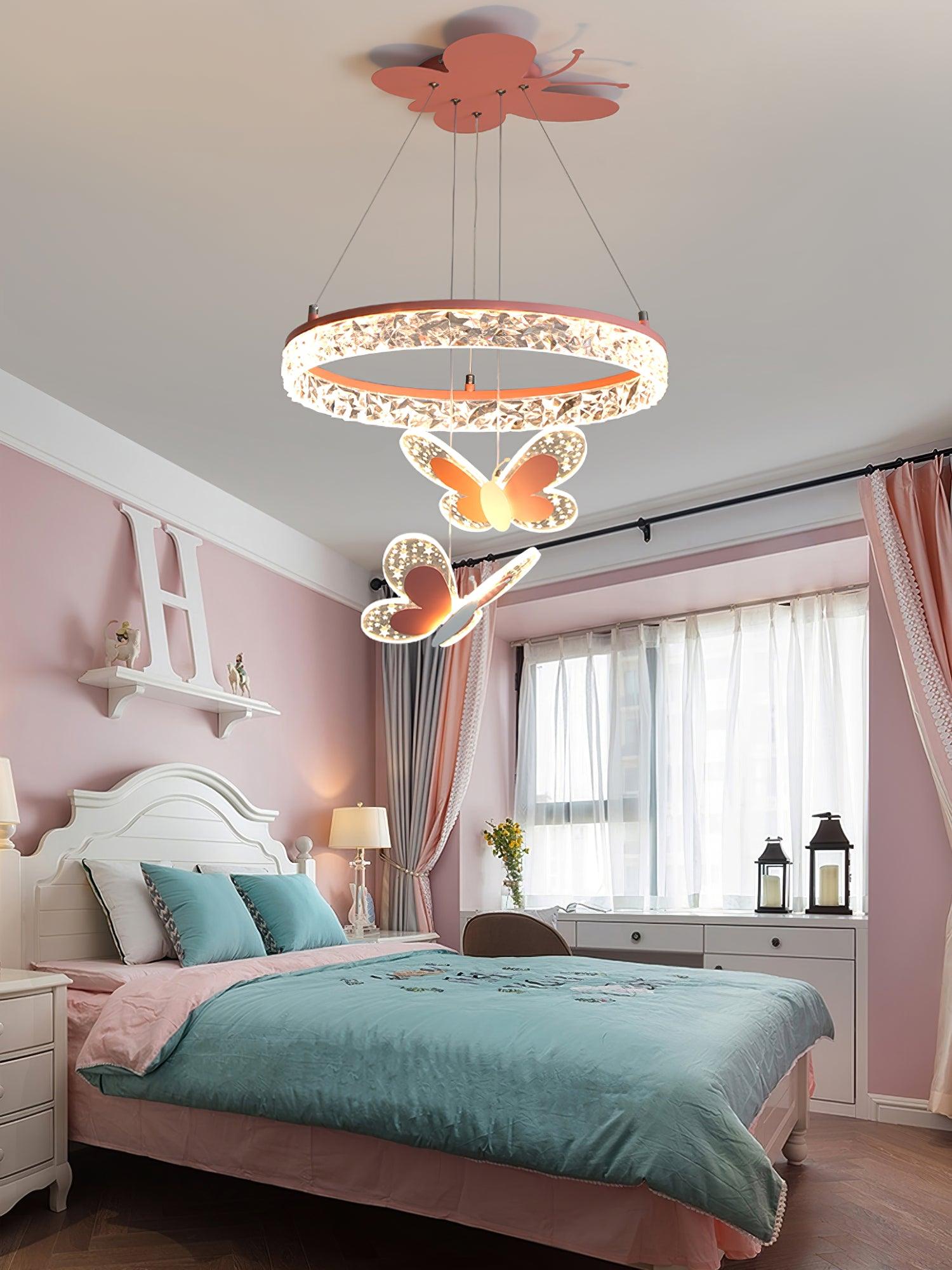 Cartoon Butterfly Acrylic Pendant Light - Whimsical Kids Room Decor, Nursery Lighting, Bedroom Ceiling Lamp for Girls & Boys - Perfect for Children's Bedrooms, Playrooms & Birthday Party Decorations