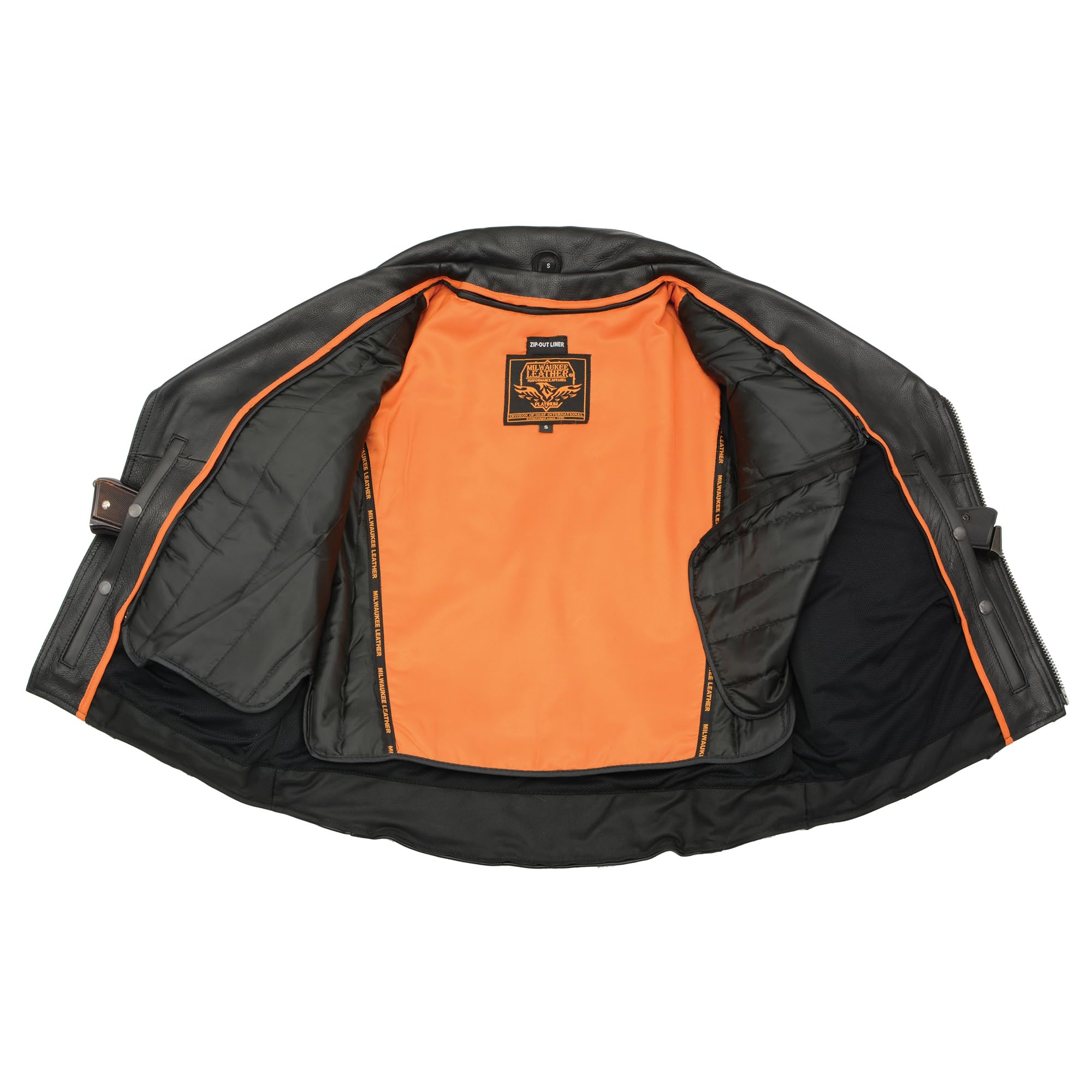 Milwaukee Leather Motorcycle Jacket with Dual Side Gun Pockets - Heavy Duty Utility Biker Jacket for Men - Riding, Hunting & Outdoor Adventures