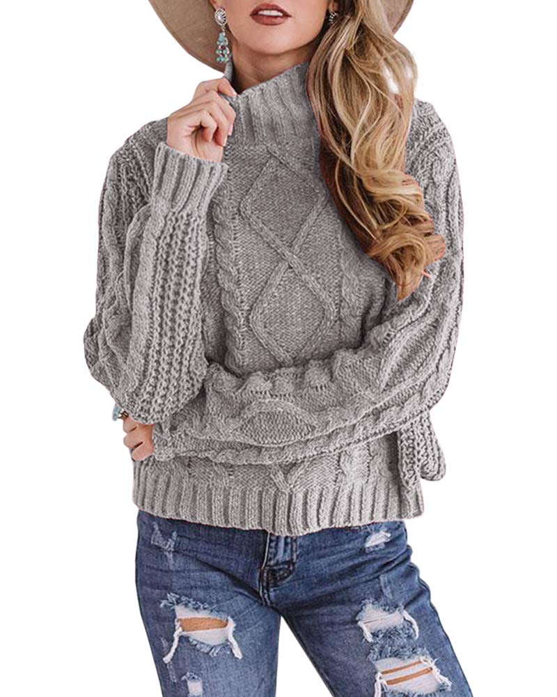 Plus Size Women's Turtleneck Sweater - Oversized Long Sleeve Cable Knit Pullover | Casual Solid Color Winter Top for Work & Weekend Outings