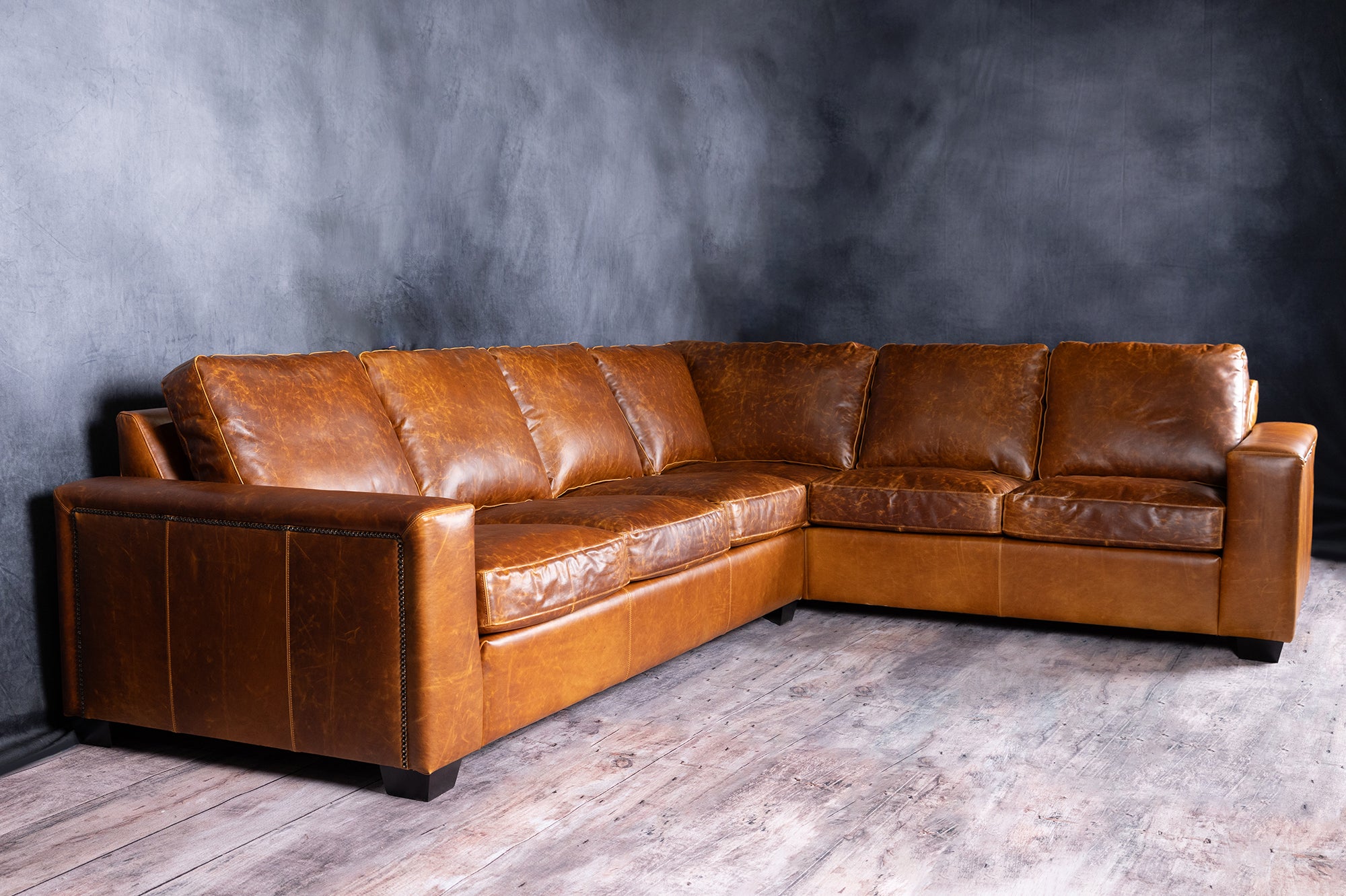FRIULI LEATHER SECTIONAL SOFA - Premium Genuine Leather Living Room Couch for Modern Home & Office - Perfect for Lounging, Entertaining & Relaxing