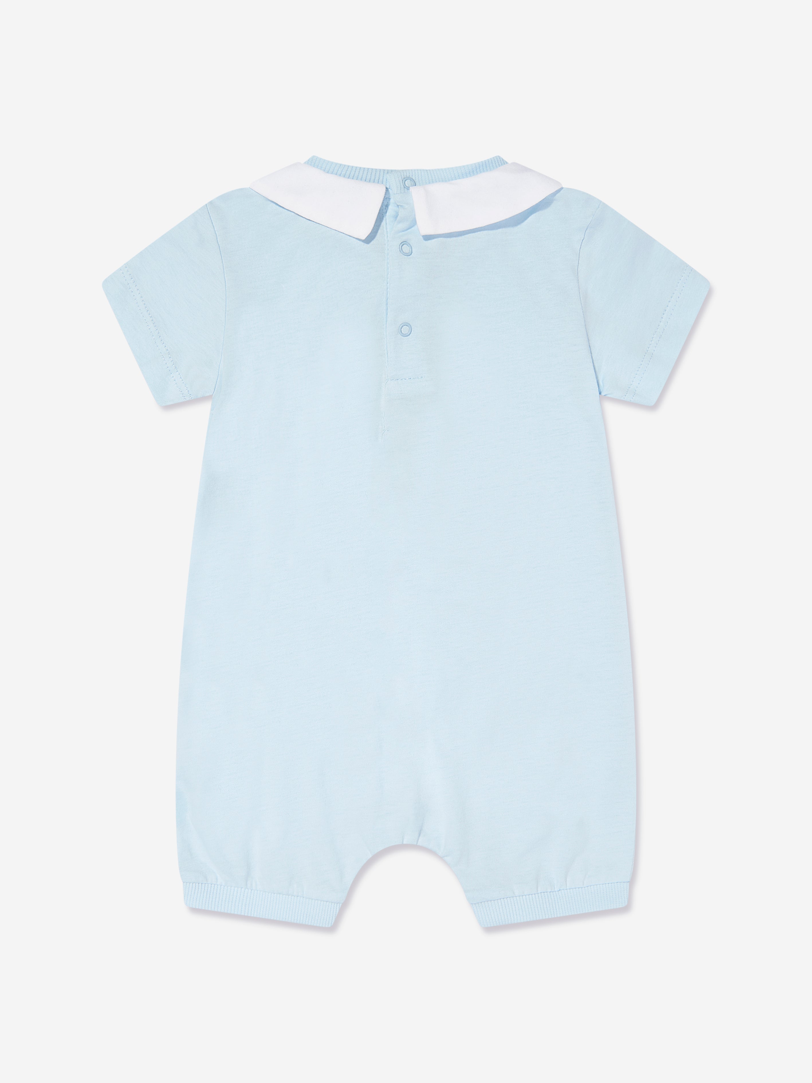 Adorable Baby Boys Teddy Bear Logo Romper - Soft Blue Cotton Jumpsuit for Newborns & Infants | Perfect for Playtime, Photo Shoots & Casual Outings