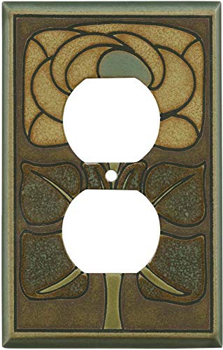 Art Nouveau Floral Ceramic Outlet Cover - Vintage Style Electrical Wall Plate - Perfect for Home Decor, Living Room, Bedroom, and Office
