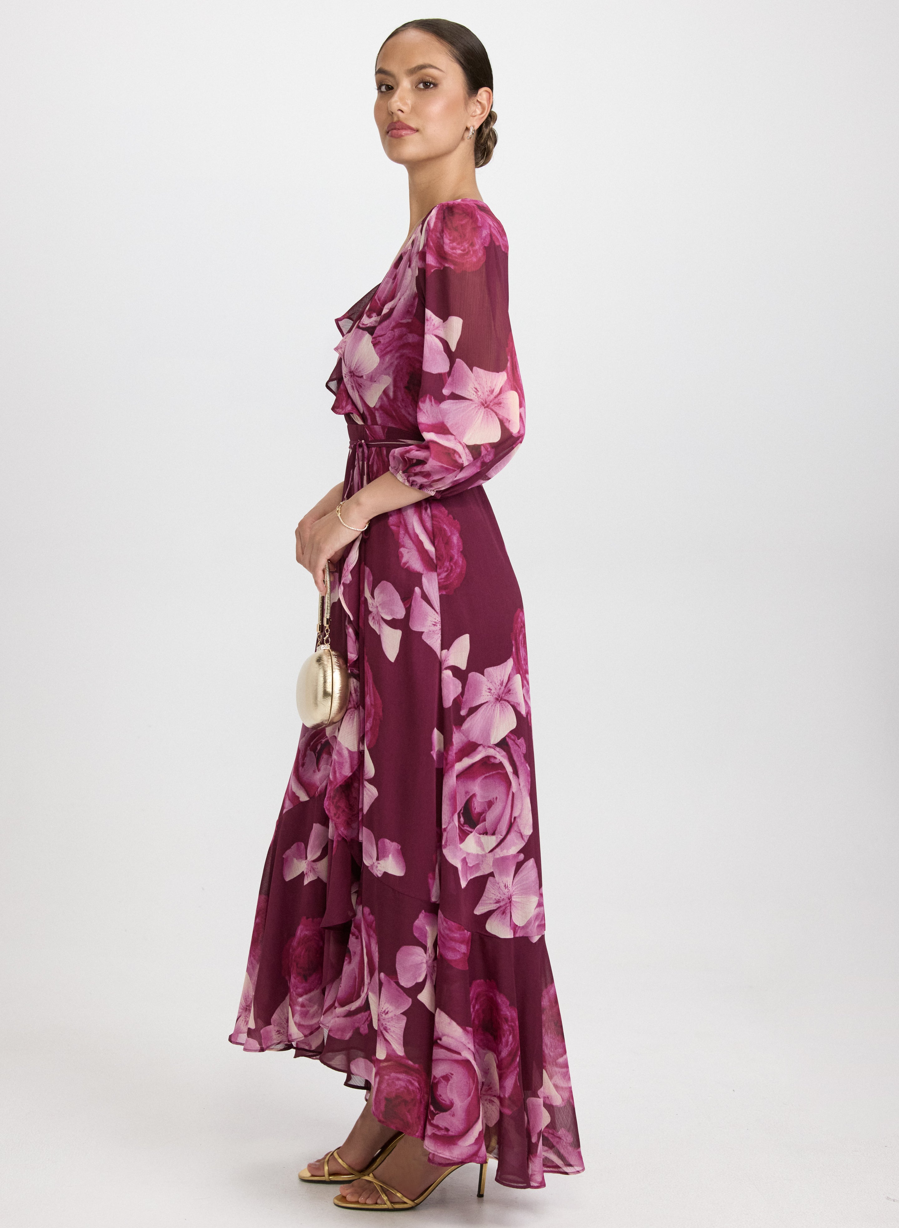 Elegant Floral Chiffon Dress for Women - Summer Casual & Party Wear - Lightweight & Breathable Fabric for Outdoor Events & Date Nights