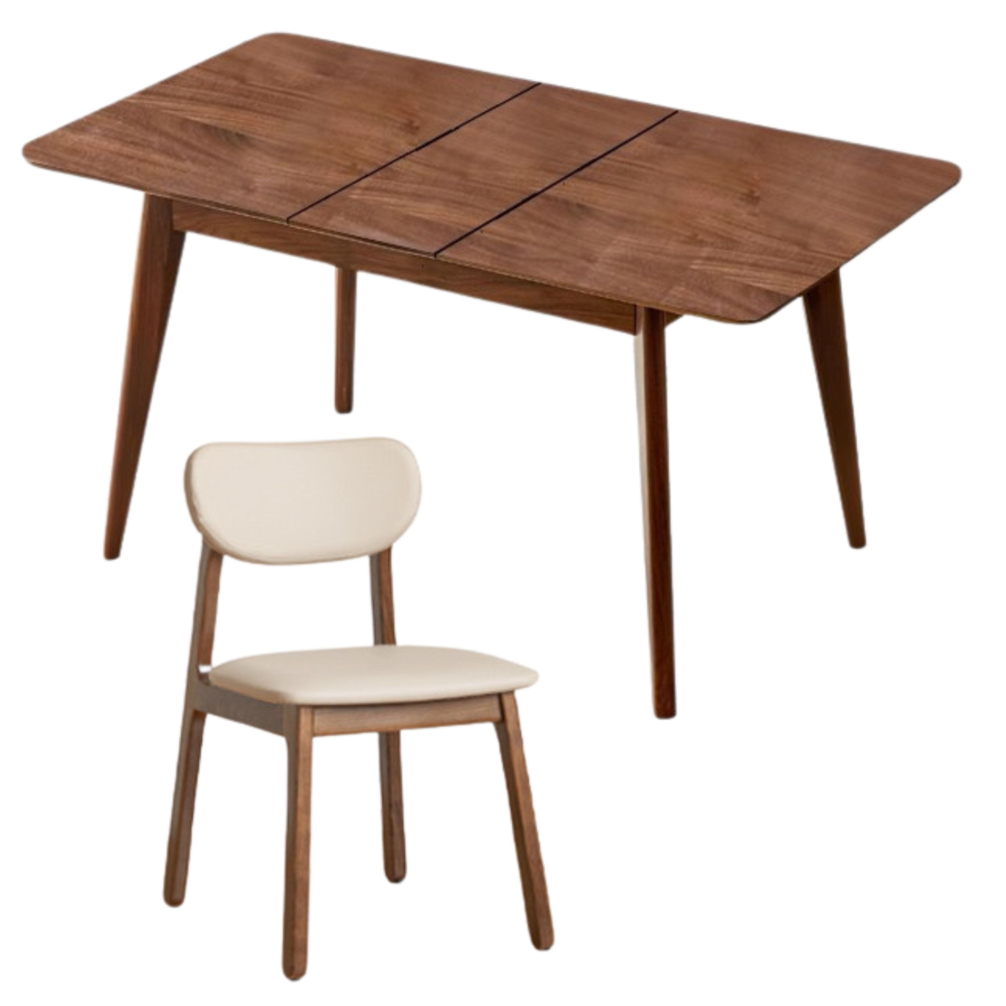 Premium Black Walnut & Ash Solid Wood Extendable Dining Table - Expandable Rock Slab Design for Modern Farmhouse, Rustic Kitchen & Open Concept Dining Rooms