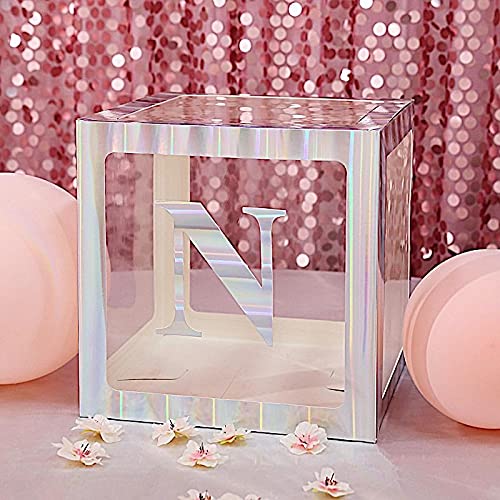 4 Pack Iridescent 5 Inch Letter N Stickers - Self-Adhesive Wall Decals for Nursery, Bedroom Decor, Party Backdrop, Photo Booth & Wall Art Decorations