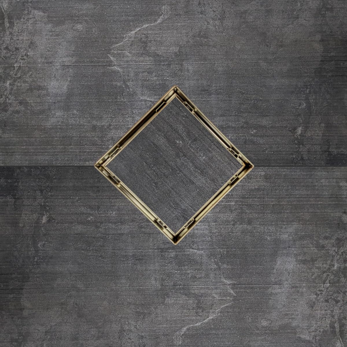 SereneDrains 5 Inch Square Shower Drain - 304 Stainless Steel Tile Insert Design with Hair Catcher & Strainer - Satin Gold Shower Floor Drain Set for Bathroom Remodel & Wet Room Installation