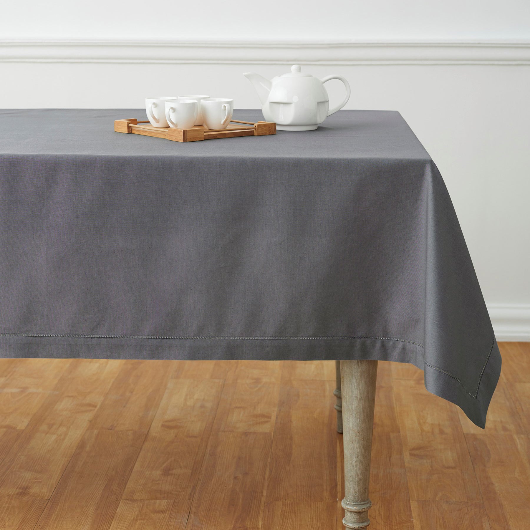Premium Cotton Linen Hemstitch Tablecloth - Elegant Dining Table Cover for Home Decor, Parties & Special Occasions