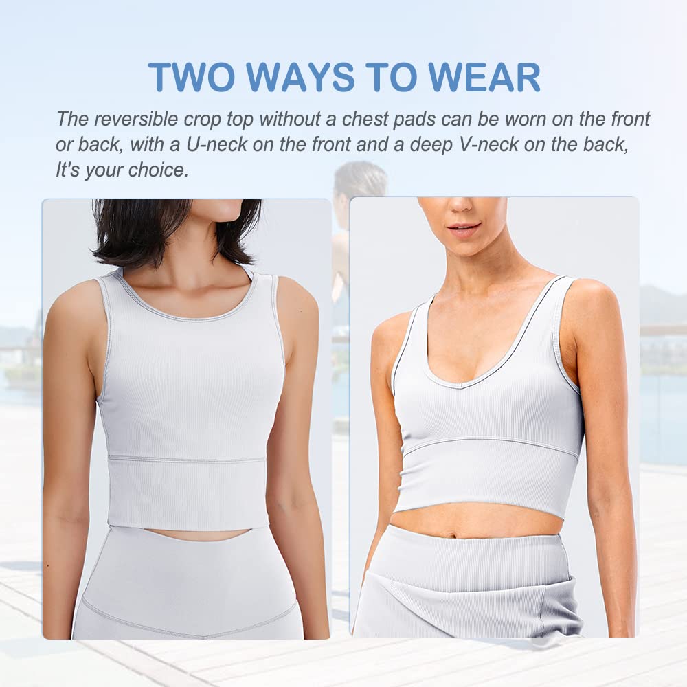 Women's Reversible Ribbed Workout Crop Tank Top - Sleeveless Yoga Shirt for Summer | Perfect for Gym, Running & Casual Wear