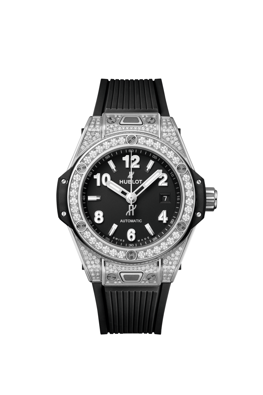 Hublot Big Bang 33mm One Click Stainless Steel Pave Diamond Watch for Women - Luxury Swiss Automatic Timepiece, Water Resistant, Perfect for Gifts, Parties & Special Occasions