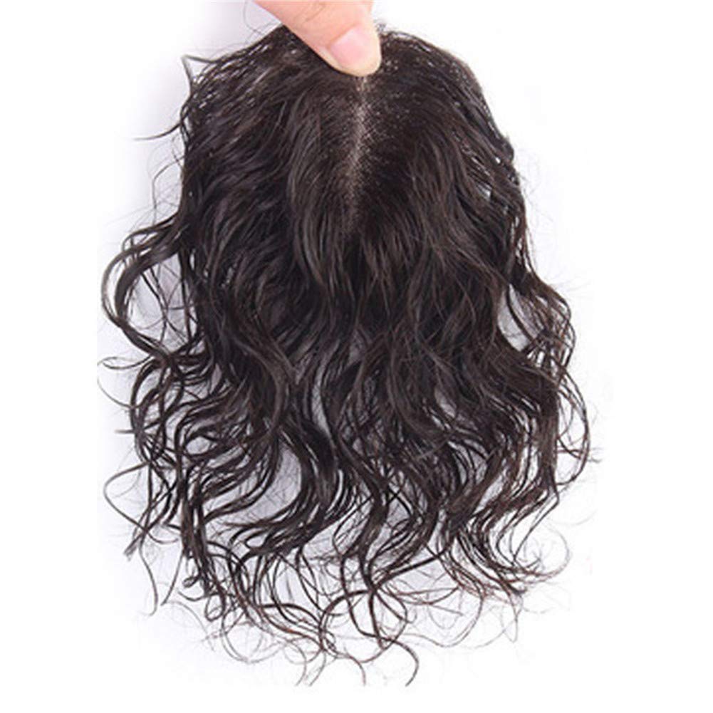 RemeeHi Remy Human Hair Clip-In Hair Topper for Thinning Hair - Handmade 7x10 Dark Brown Toupee (25cm) - Natural Curl Hairpiece for Women - Perfect for Daily Wear, Parties & Special Occasions