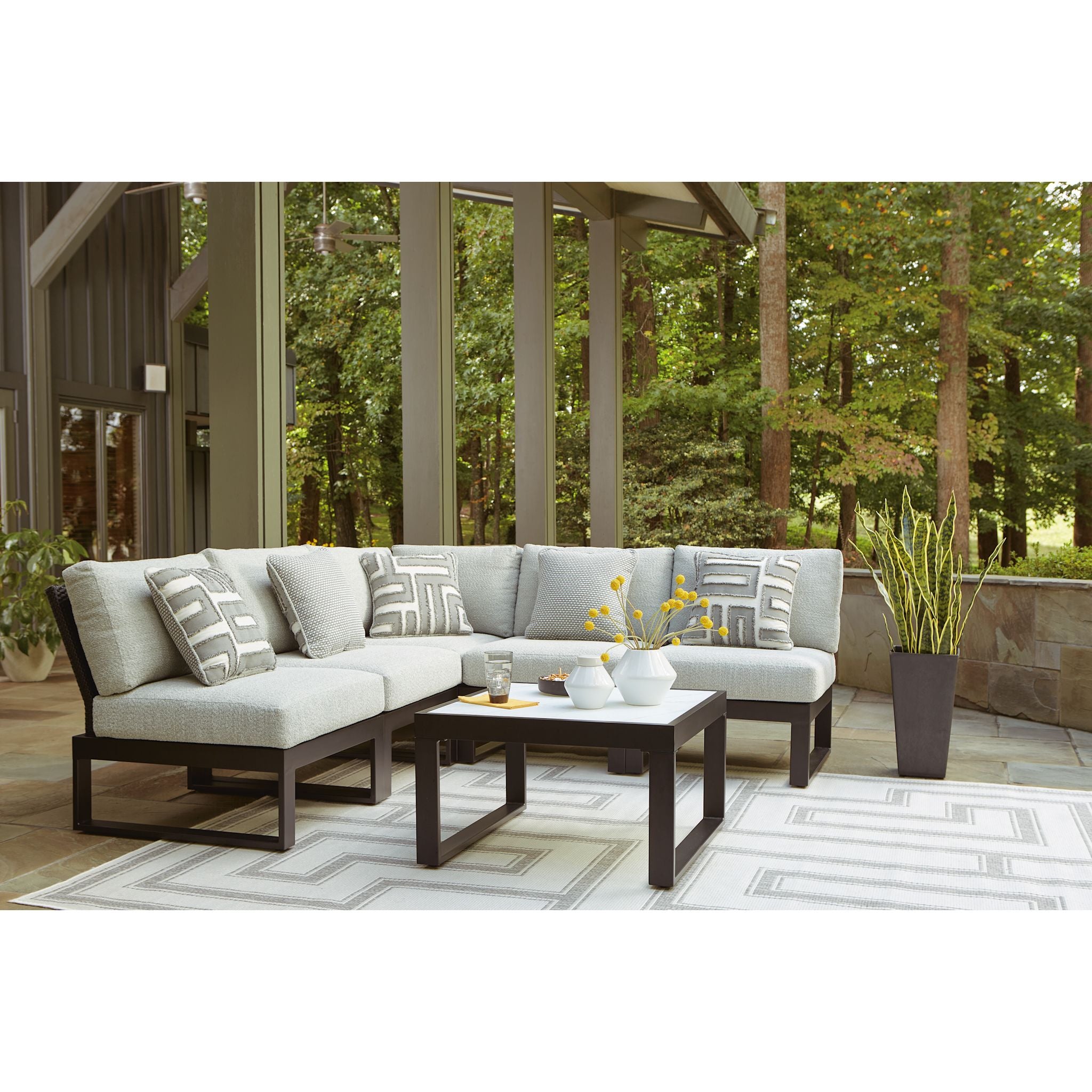 Beachloft Outdoor Modular Corner Chair with Cushion - Black/Gray - Waterproof & Durable Patio Furniture for Poolside, Garden, and Backyard Relaxation