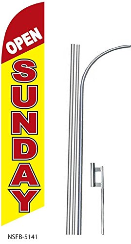 5 Pack OPEN SUNDAY 15' Swooper #8 Feather Flags Kit - Outdoor Advertising, Car Dealerships, Grand Openings & Events